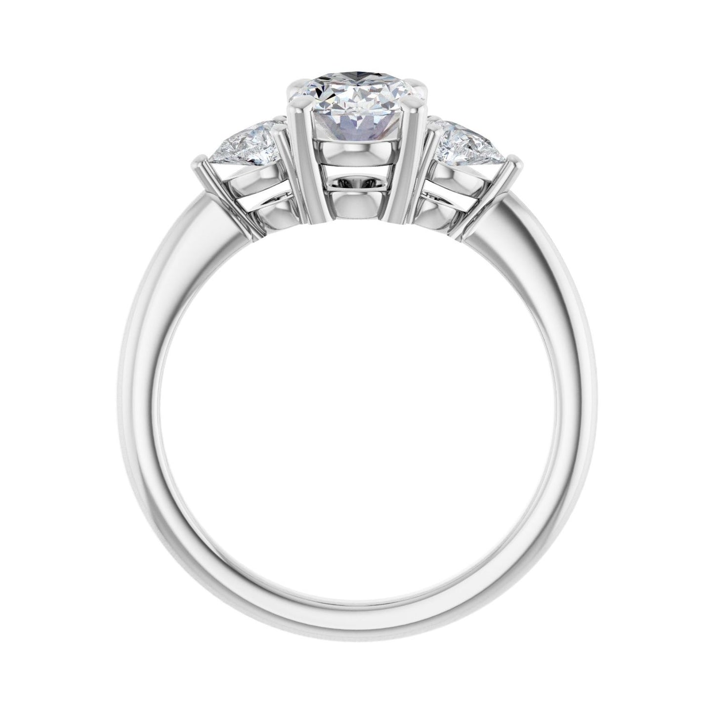 Oval Three-Stone Engagement Ring | Metal Type=14K White Gold | Center Stone Size=1.5 CT | Image 2