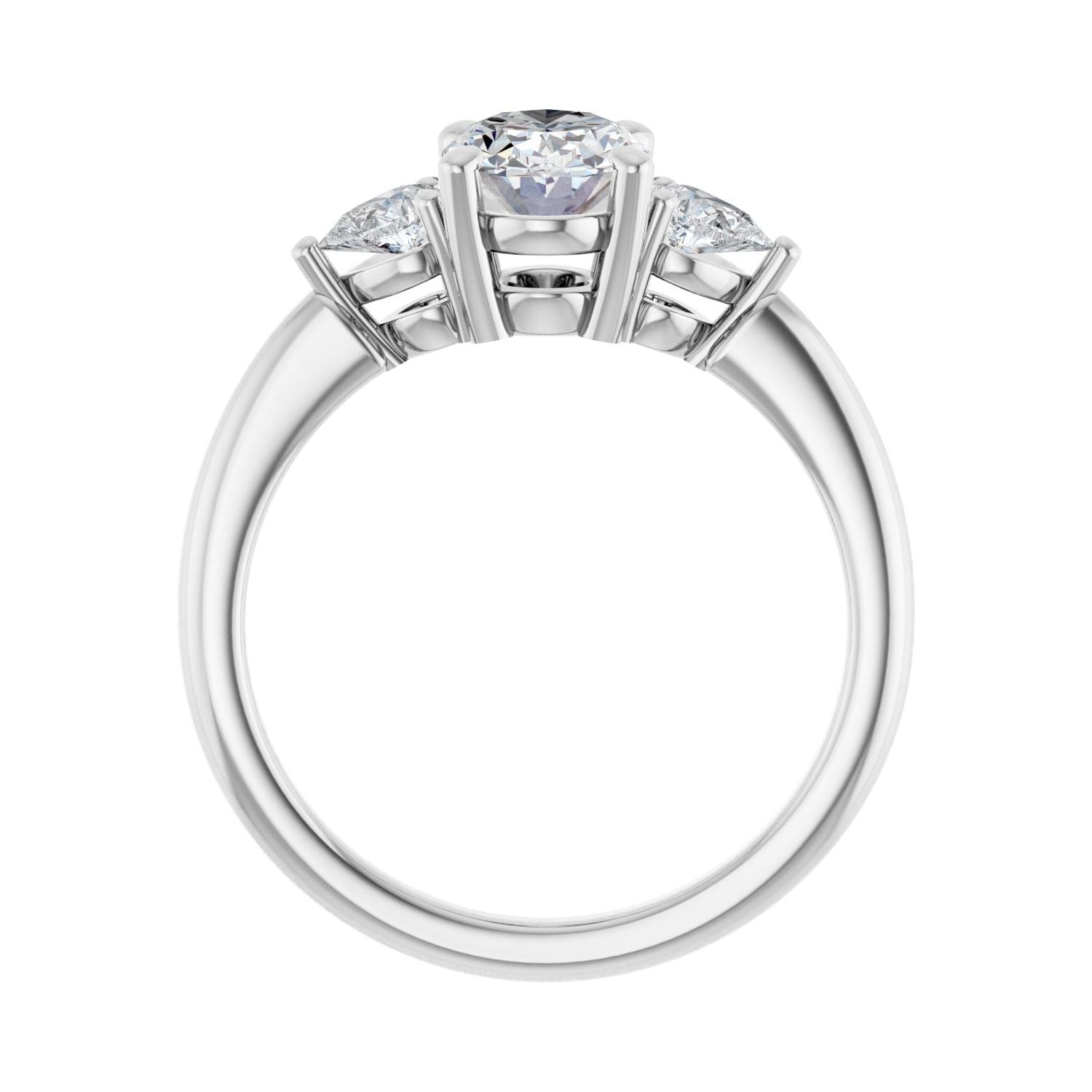 Oval Three-Stone Engagement Ring | Metal Type=14K White Gold | Center Stone Size=1.5 CT | Image 2