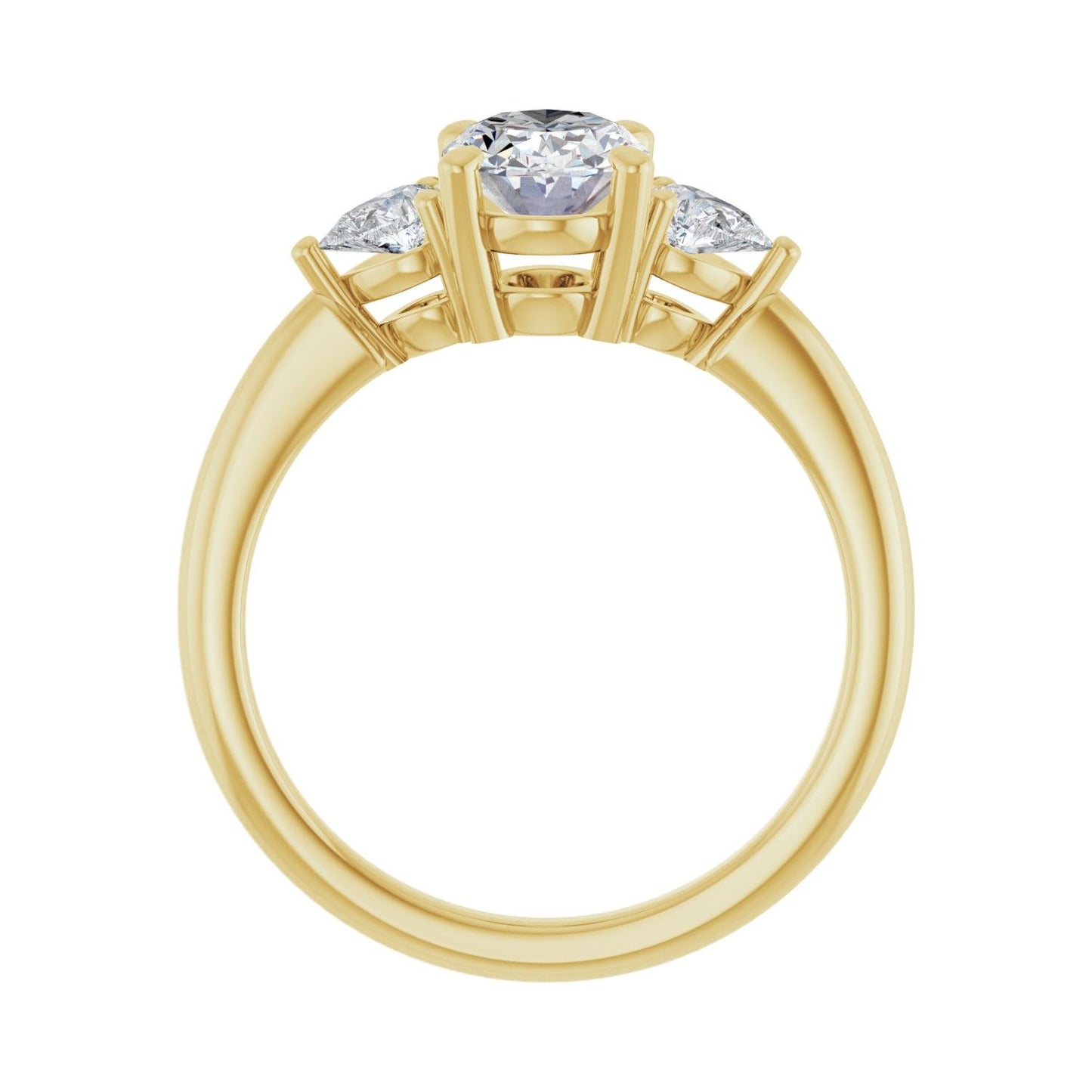 Oval Three-Stone Engagement Ring | Metal Type=14K Yellow Gold | Center Stone Size=1.5 CT | Image 2