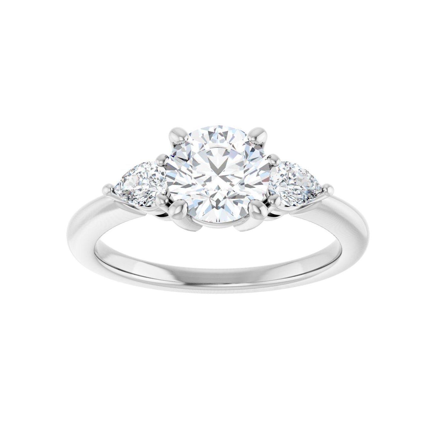 Round Three-Stone Engagement Ring | Metal Type=14K White Gold | Center Stone Size=1 CT | Image 3