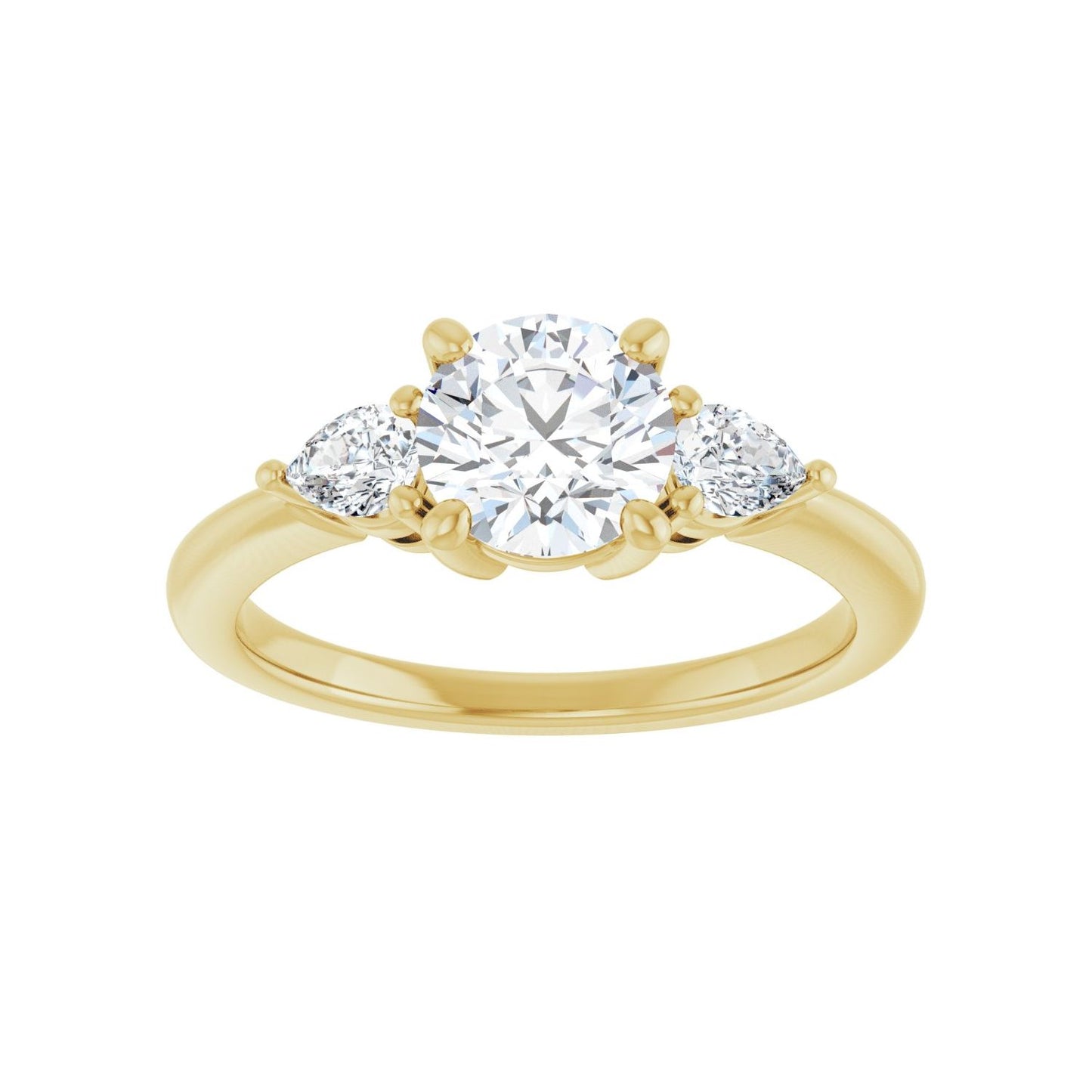 Round Three-Stone Engagement Ring | Metal Type=14K Yellow Gold | Center Stone Size=1 CT | Image 3