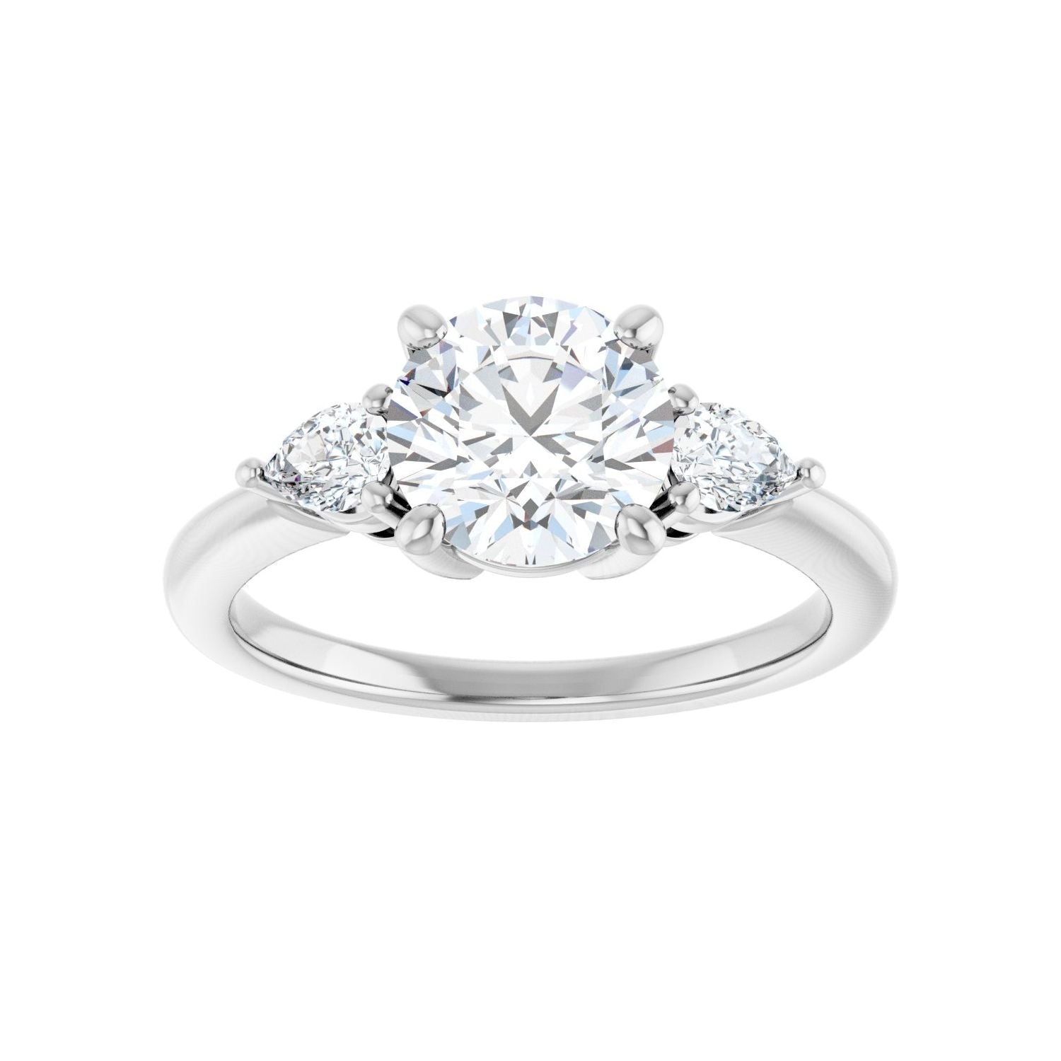 Round Three-Stone Engagement Ring | Metal Type=14K White Gold | Center Stone Size=1.5 CT | Image 3