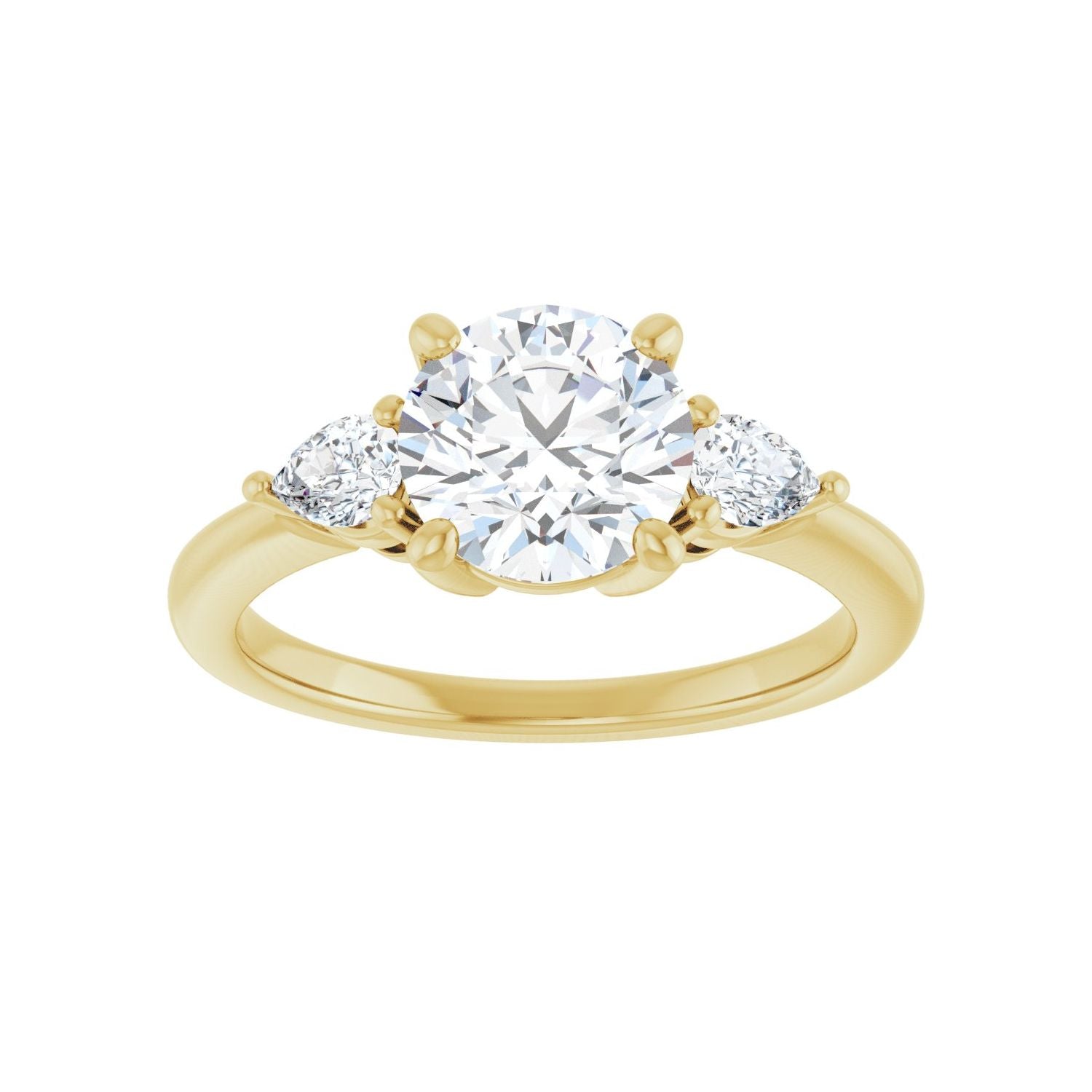 Round Three-Stone Engagement Ring | Metal Type=14K Yellow Gold | Center Stone Size=1.5 CT | Image 3