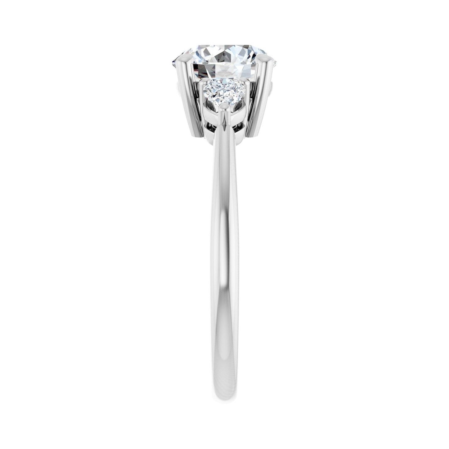 Round Three-Stone Engagement Ring | Metal Type=14K White Gold | Center Stone Size=1.5 CT | Image 4