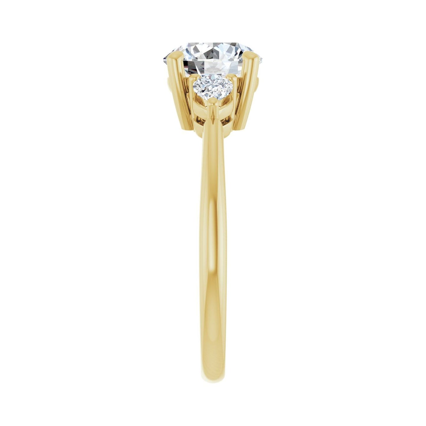 Round Three-Stone Engagement Ring | Metal Type=14K Yellow Gold | Center Stone Size=1.5 CT | Image 4