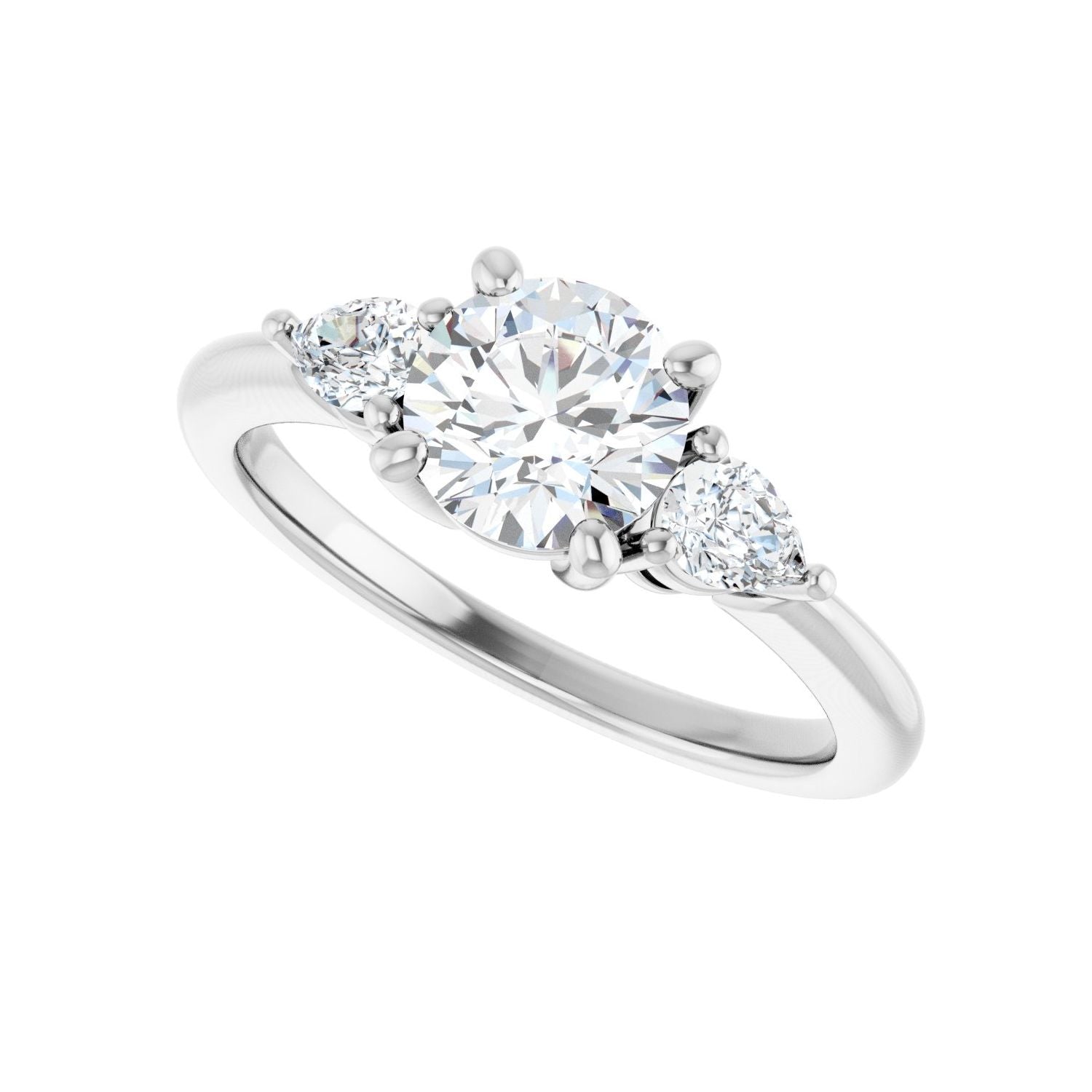 Round Three-Stone Engagement Ring | Metal Type=14K White Gold | Center Stone Size=1 CT | Image 5