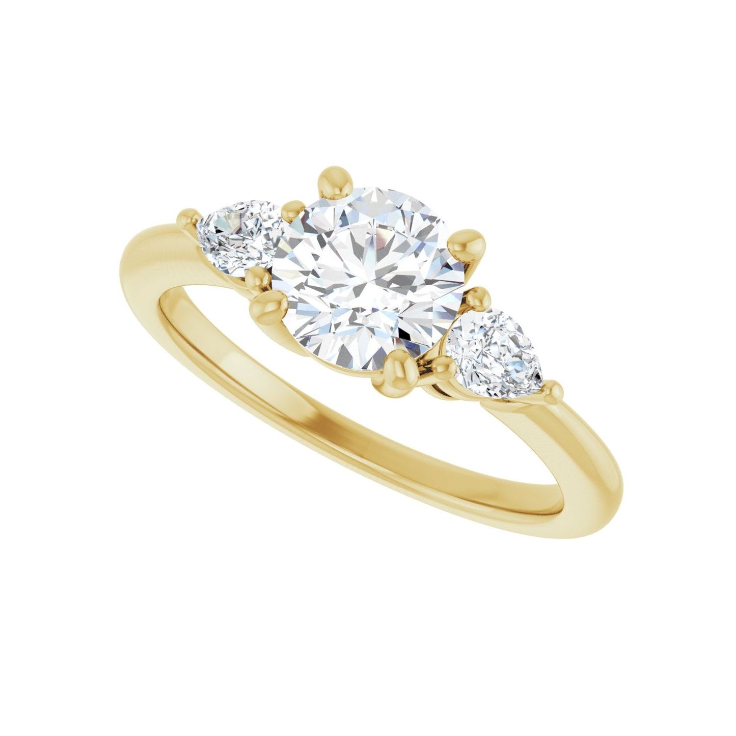 Round Three-Stone Engagement Ring | Metal Type=14K Yellow Gold | Center Stone Size=1 CT | Image 5