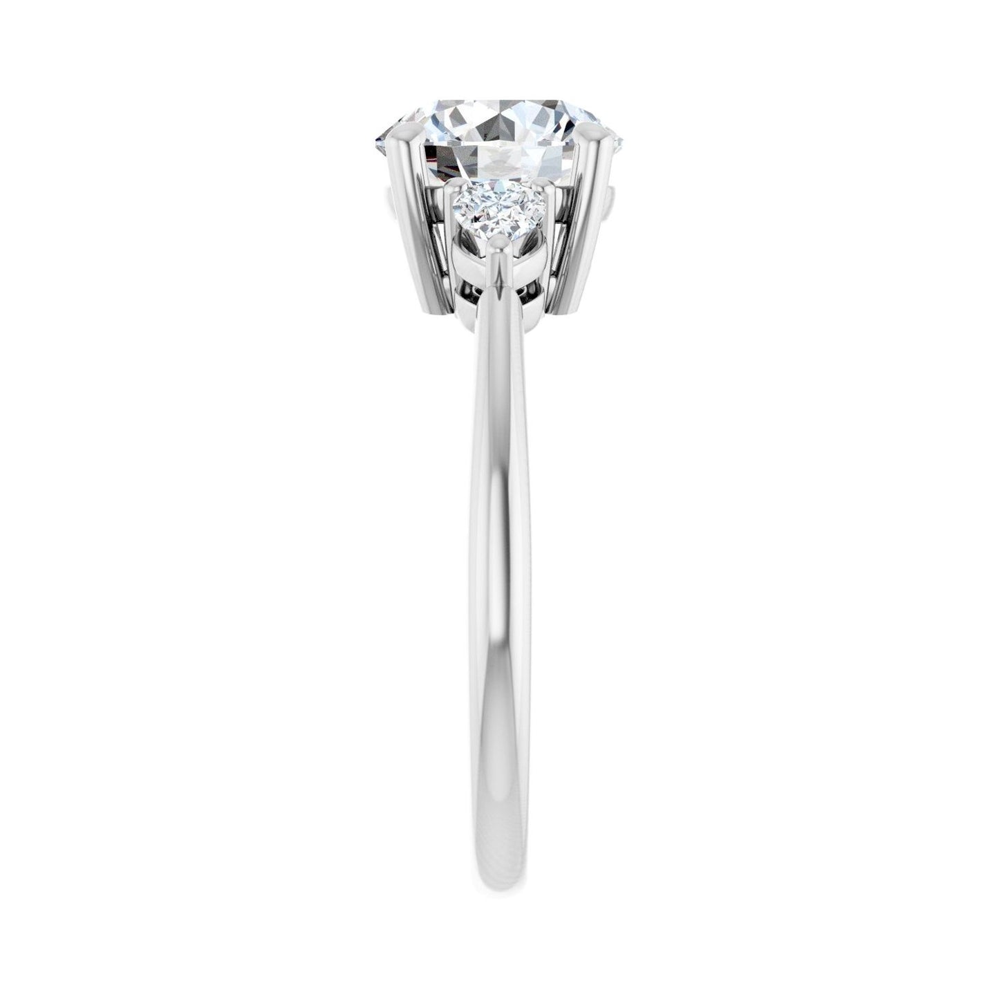 Round Three-Stone Engagement Ring | Metal Type=14K White Gold | Center Stone Size=2 CT | Image 4
