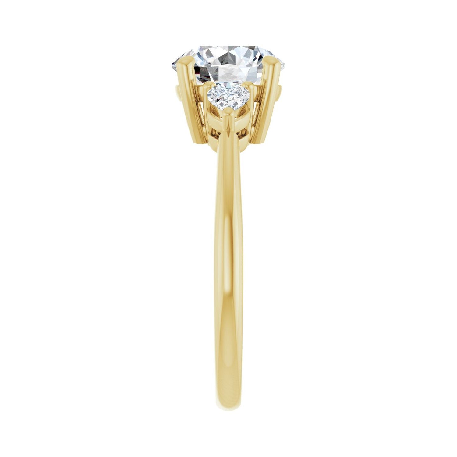Round Three-Stone Engagement Ring | Metal Type=14K Yellow Gold | Center Stone Size=2 CT | Image 4