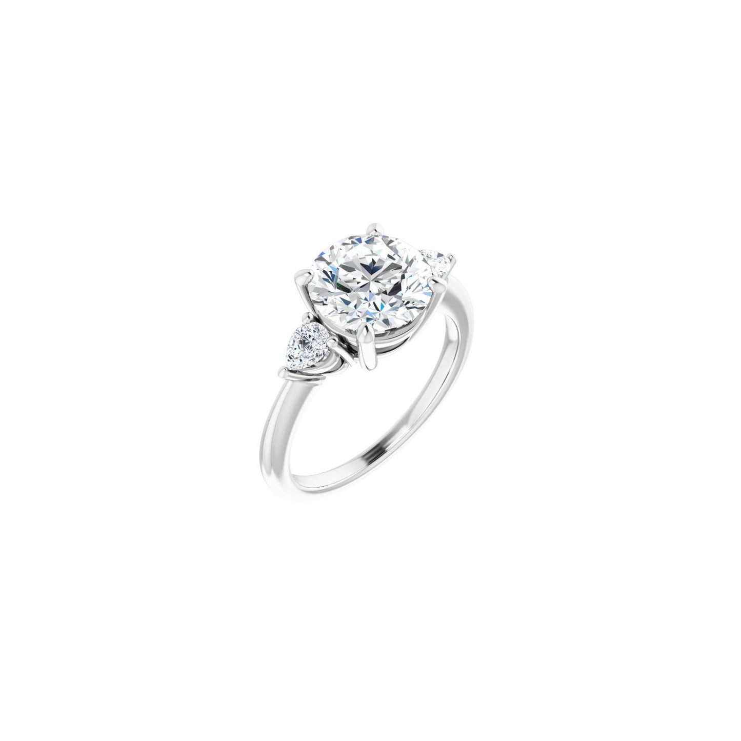 Round Three-Stone Engagement Ring | Metal Type=14K White Gold | Center Stone Size=2.5 CT | Image 1