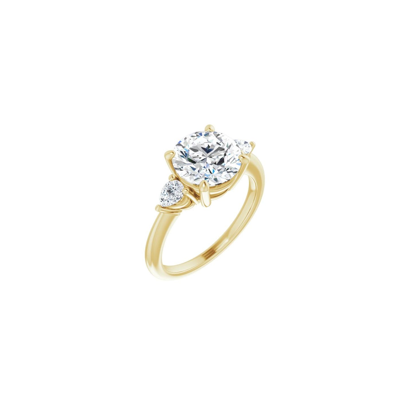 Round Three-Stone Engagement Ring | Metal Type=14K Yellow Gold | Center Stone Size=2.5 CT | Image 1