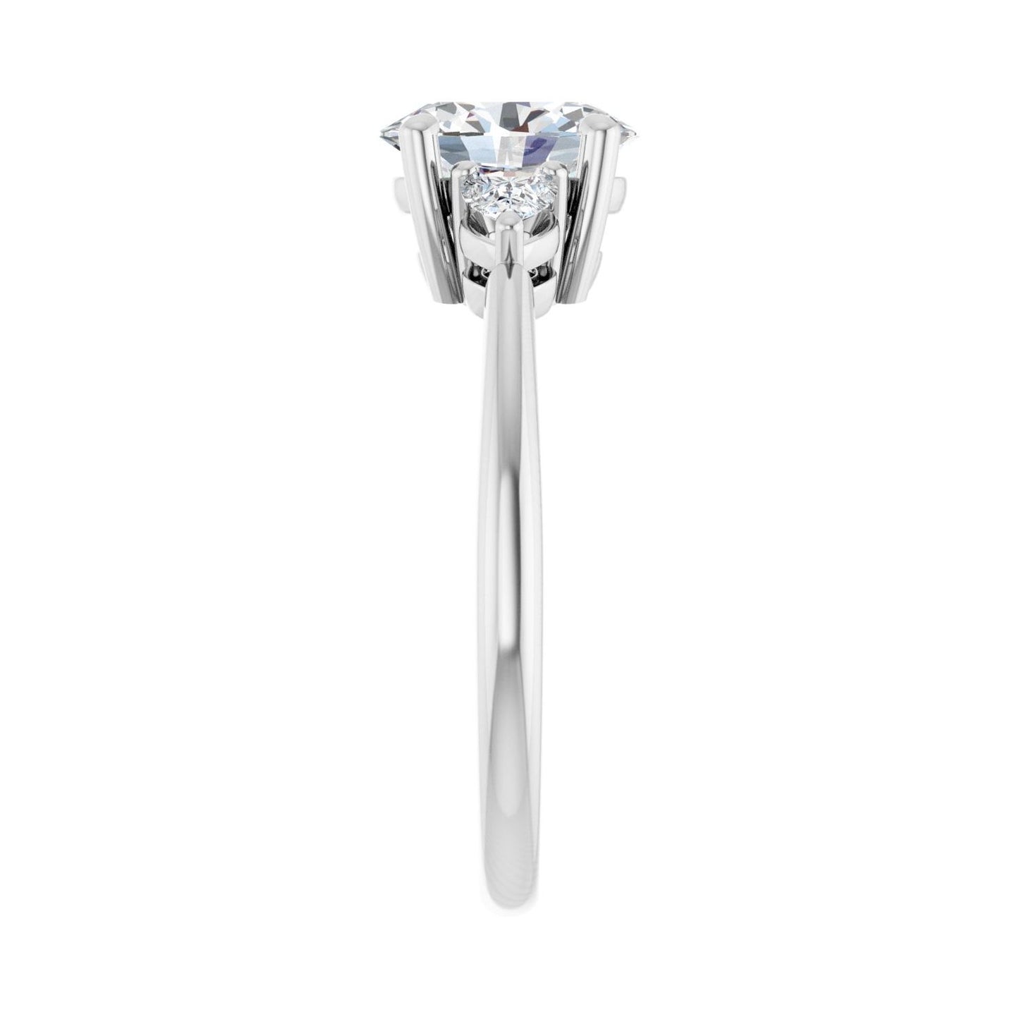 Oval Three-Stone Engagement Ring | Metal Type=14K White Gold | Center Stone Size=1.5 CT | Image 4