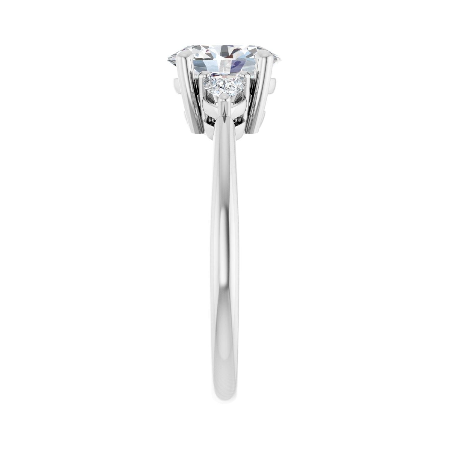 Oval Three-Stone Engagement Ring | Metal Type=14K White Gold | Center Stone Size=1.5 CT | Image 4