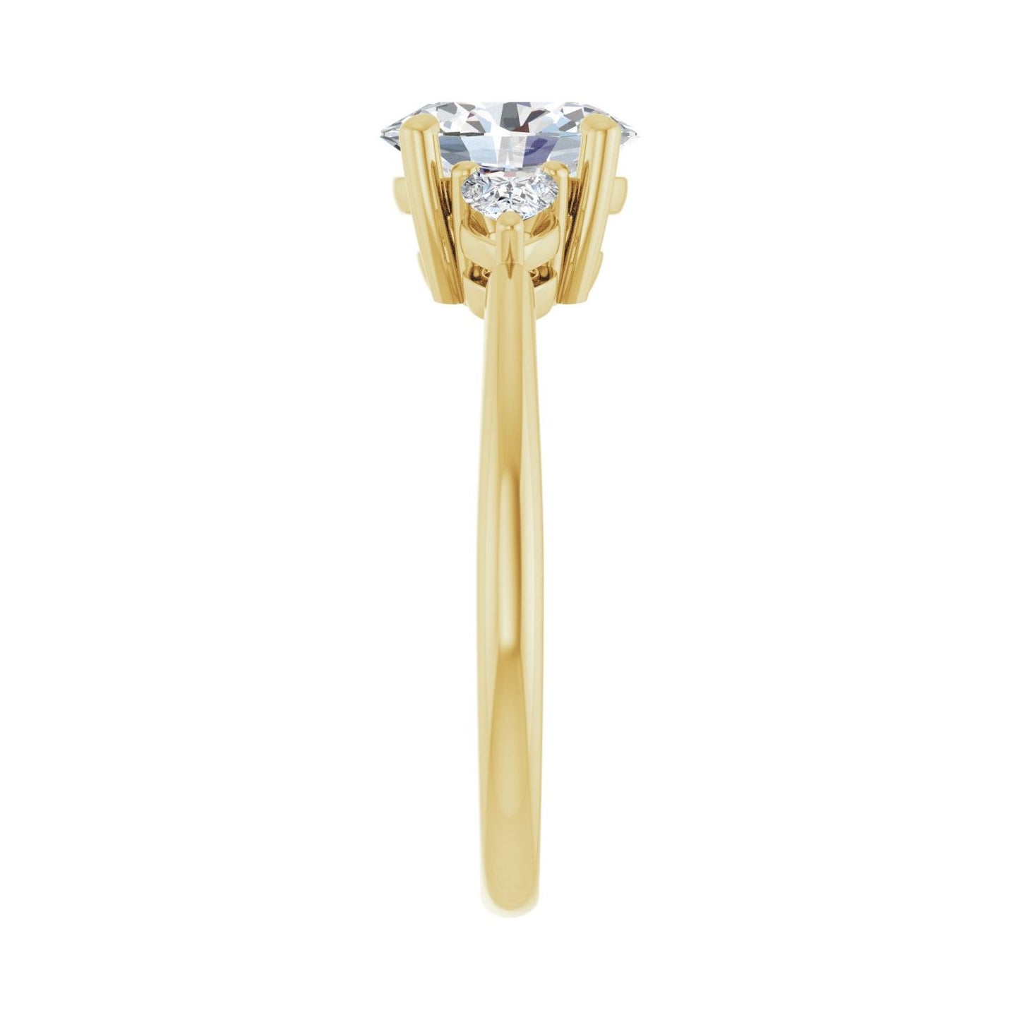 Oval Three-Stone Engagement Ring | Metal Type=14K Yellow Gold | Center Stone Size=1.5 CT | Image 4