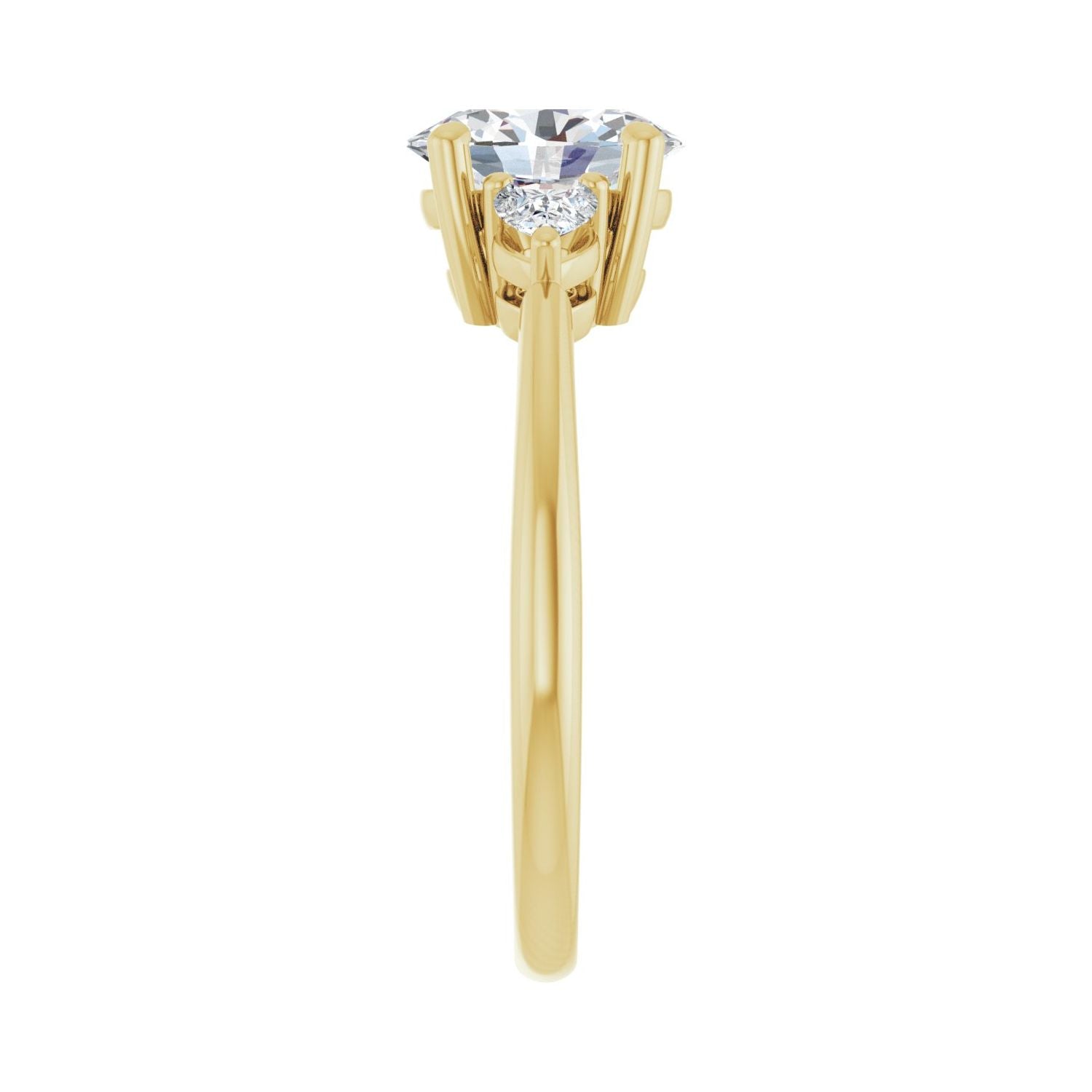Oval Three-Stone Engagement Ring | Metal Type=14K Yellow Gold | Center Stone Size=1.5 CT | Image 4