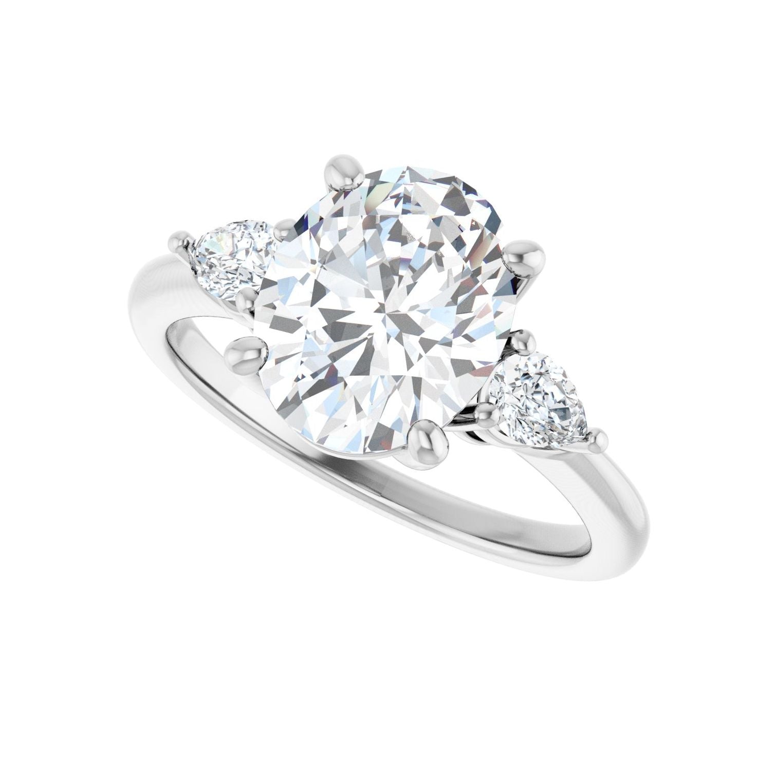 Oval Three-Stone Engagement Ring | Metal Type=14K White Gold | Center Stone Size=2.5 CT | Image 5