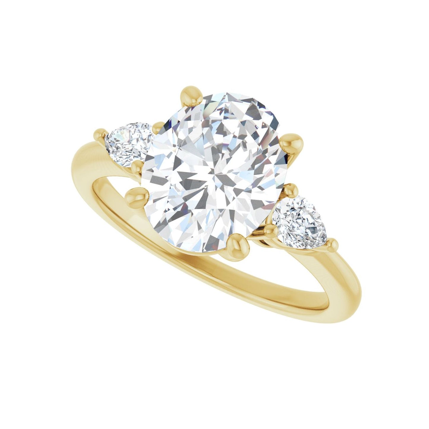 Oval Three-Stone Engagement Ring | Metal Type=14K Yellow Gold | Center Stone Size=2.5 CT | Image 5