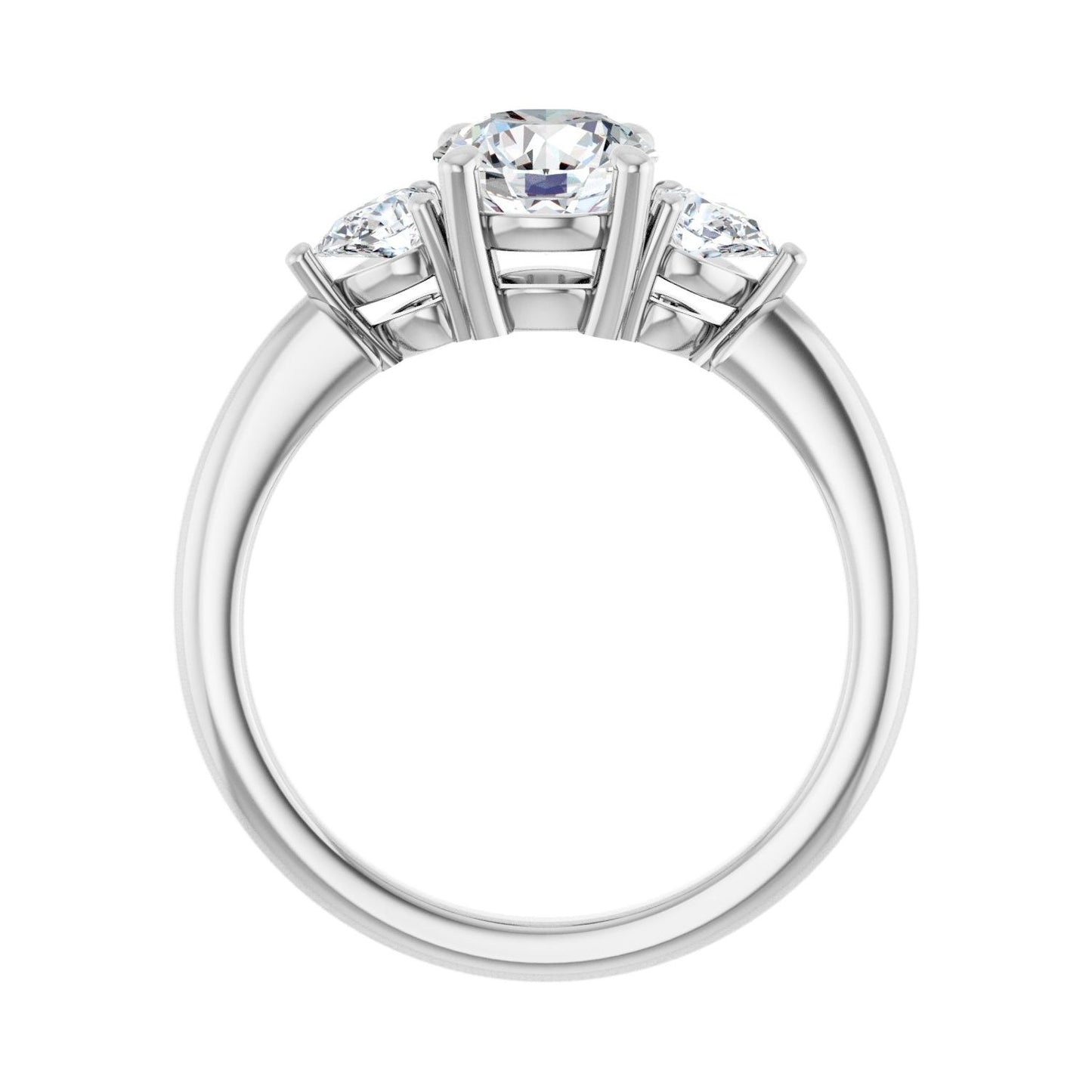 Round Three-Stone Engagement Ring | Metal Type=14K White Gold | Center Stone Size=1 CT | Image 2