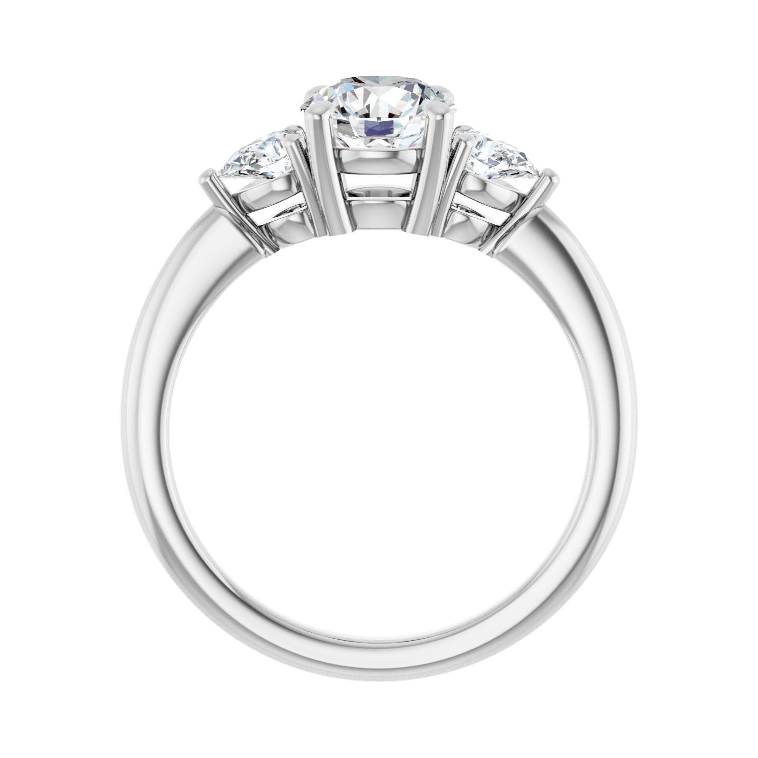 Round Three-Stone Engagement Ring | Metal Type=14K White Gold | Center Stone Size=1 CT | Image 2