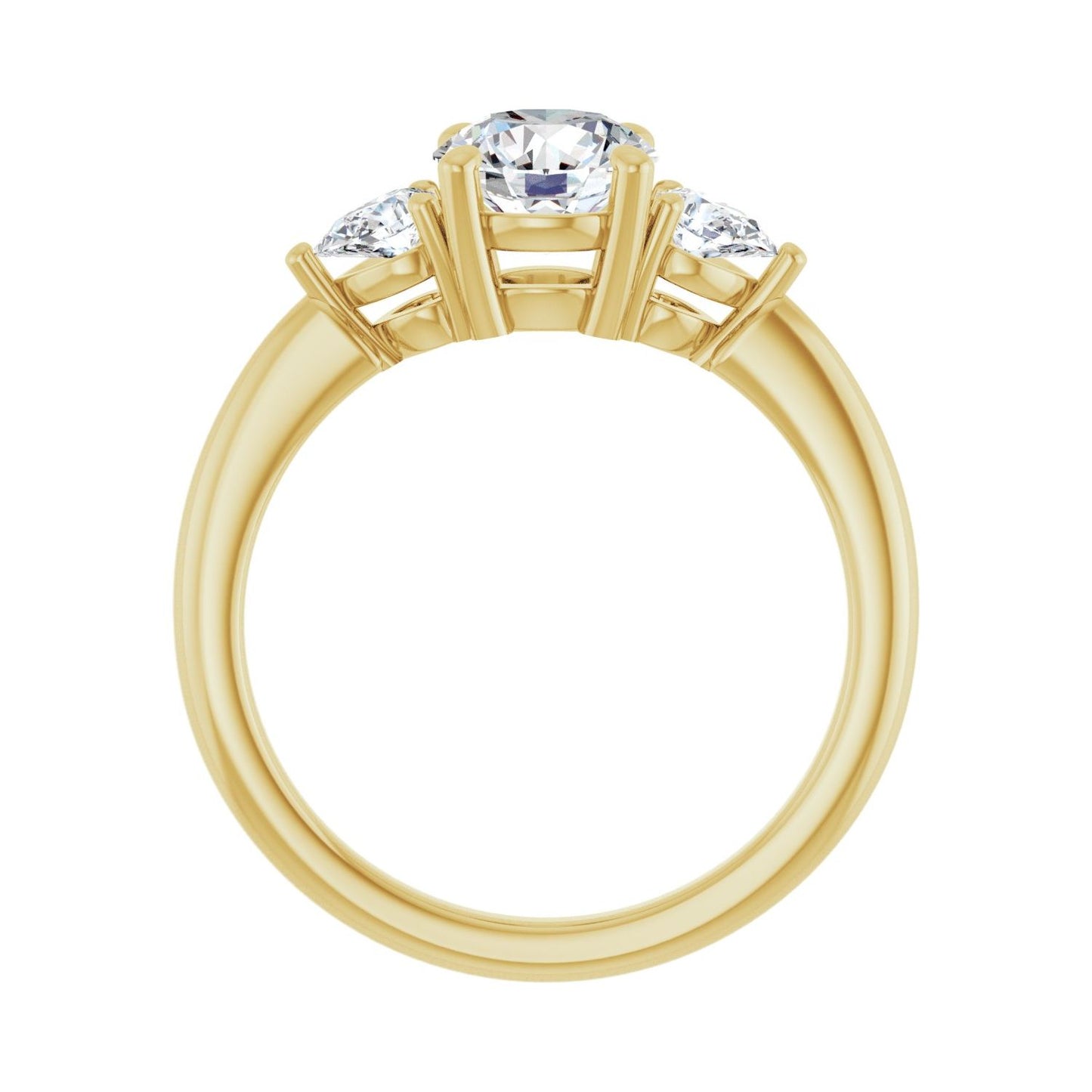 Round Three-Stone Engagement Ring | Metal Type=14K Yellow Gold | Center Stone Size=1 CT | Image 2