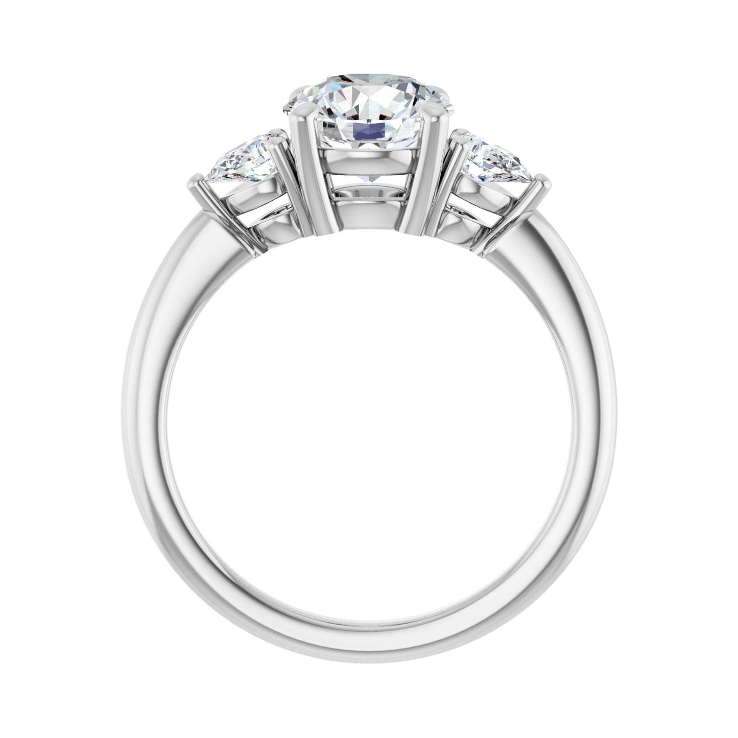 Round Three-Stone Engagement Ring | Metal Type=14K White Gold | Center Stone Size=1.5 CT | Image 2