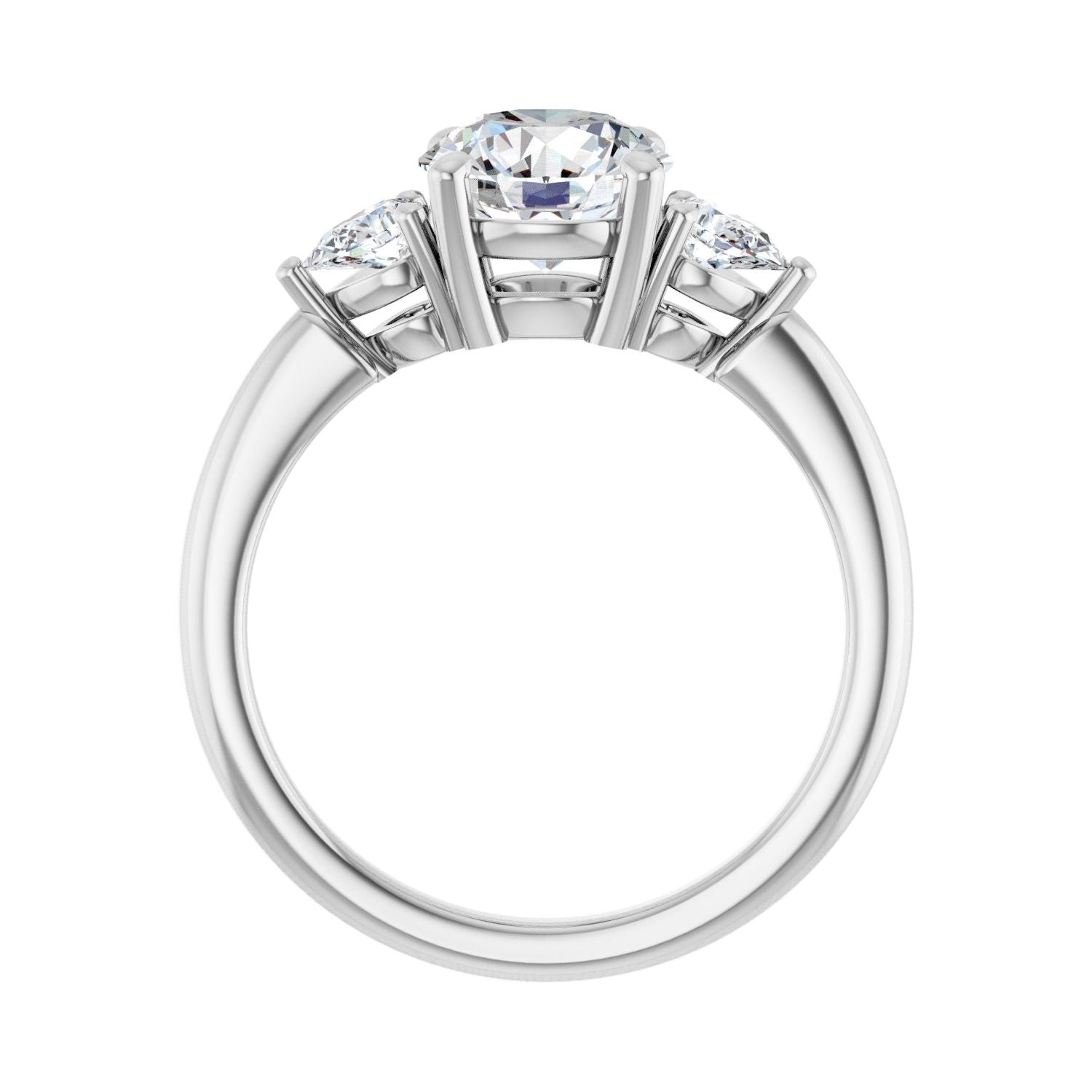 Round Three-Stone Engagement Ring | Metal Type=14K White Gold | Center Stone Size=1.5 CT | Image 2