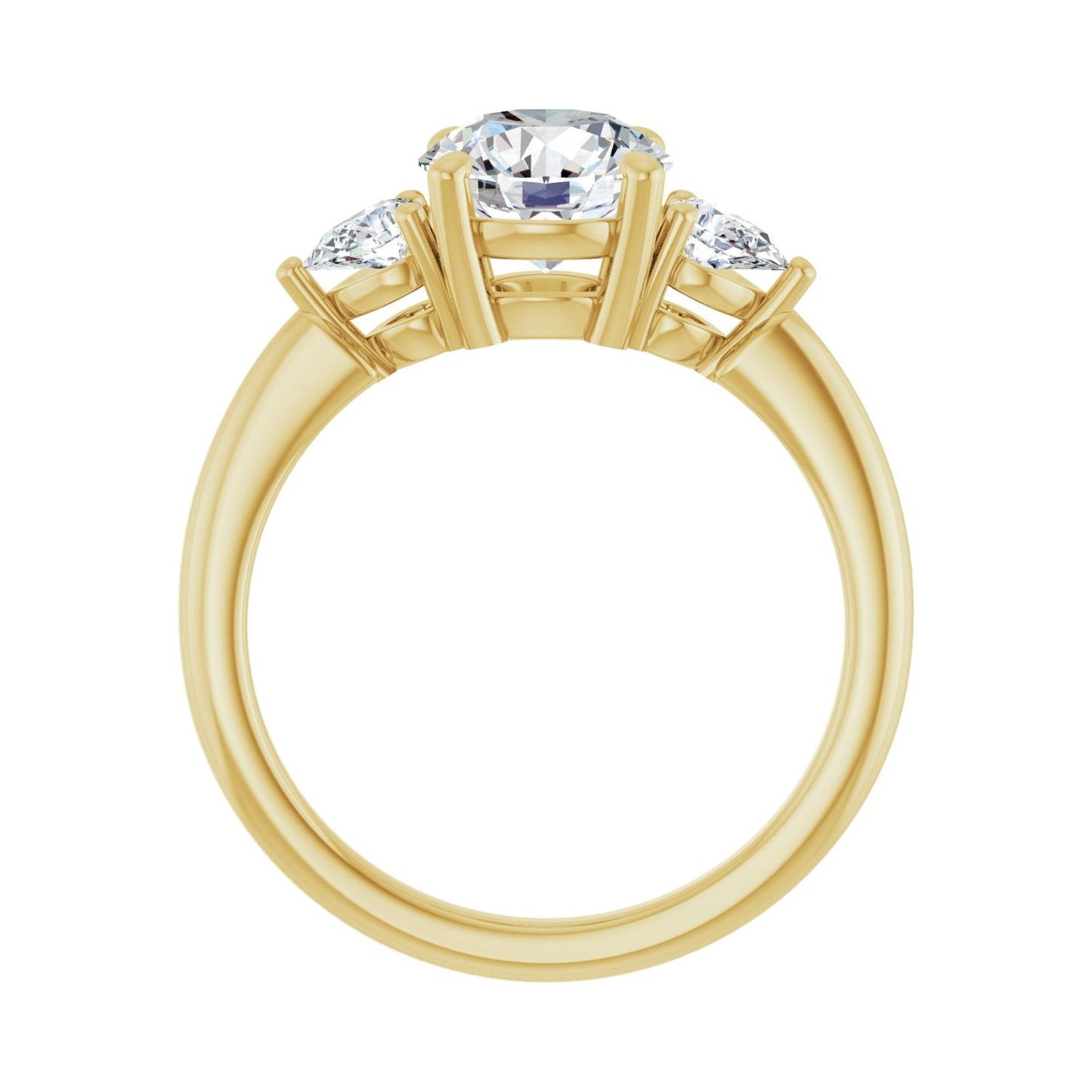 Round Three-Stone Engagement Ring | Metal Type=14K Yellow Gold | Center Stone Size=1.5 CT | Image 2
