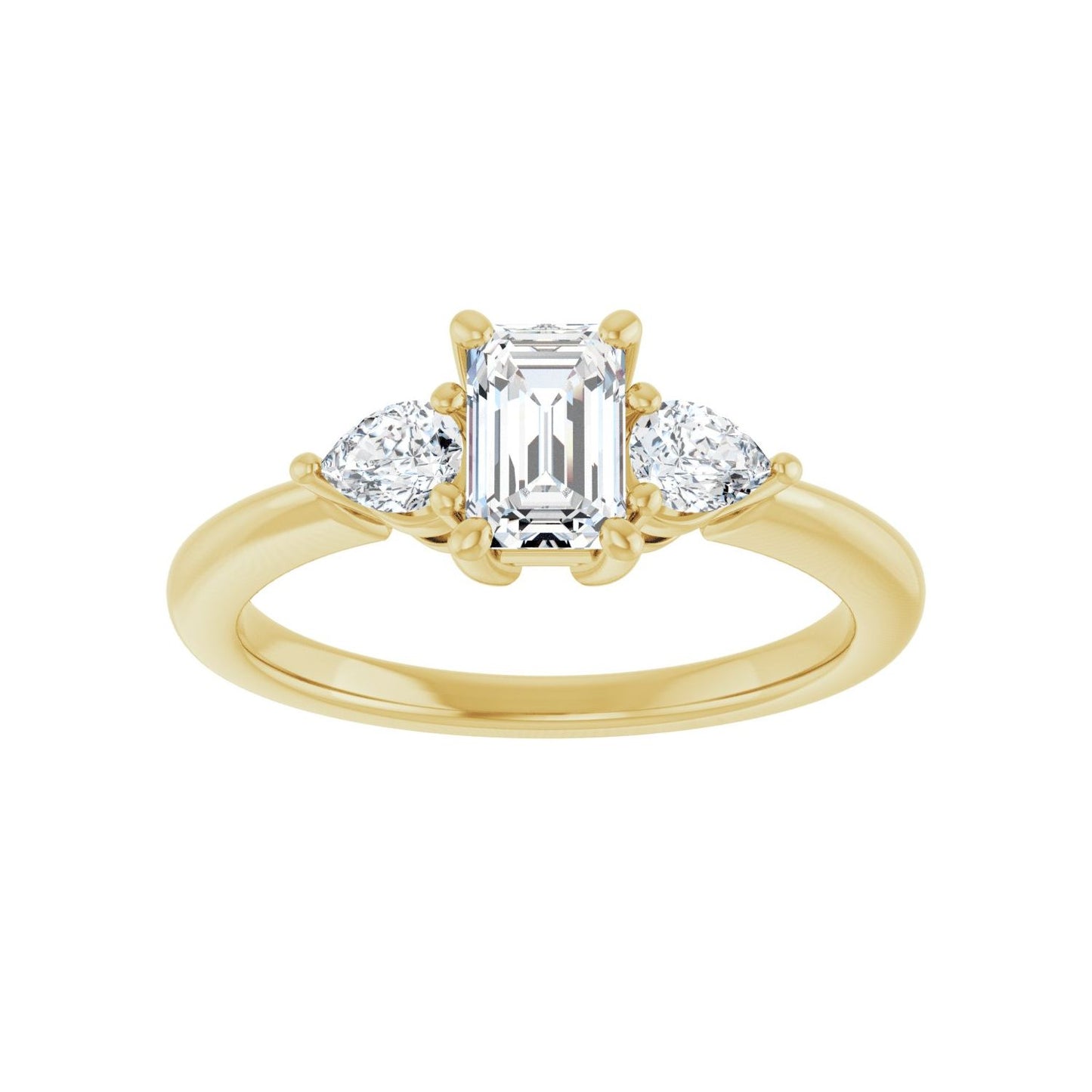 Emerald Three-Stone Engagement Ring | Metal Type=14K Yellow Gold | Center Stone Size=1 CT | Image 3