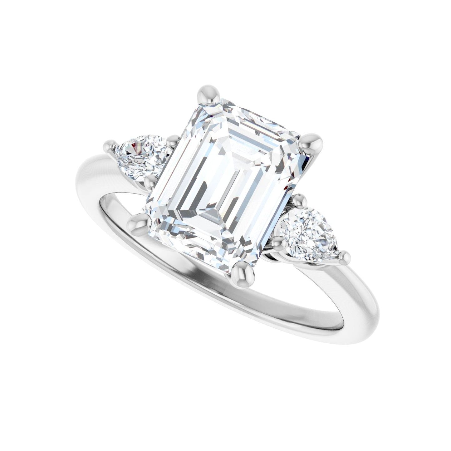 Emerald Three-Stone Engagement Ring | Metal Type=14K White Gold | Center Stone Size=2.5 CT | Image 5