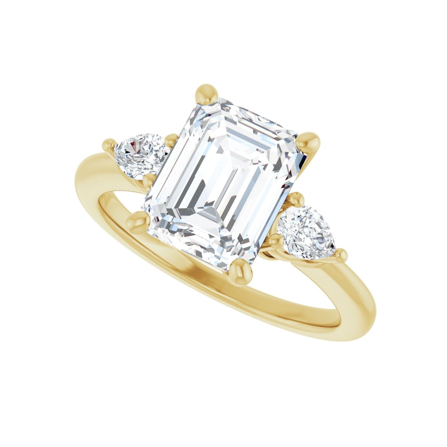 Emerald Three-Stone Engagement Ring | Metal Type=14K Yellow Gold | Center Stone Size=2.5 CT | Image 5