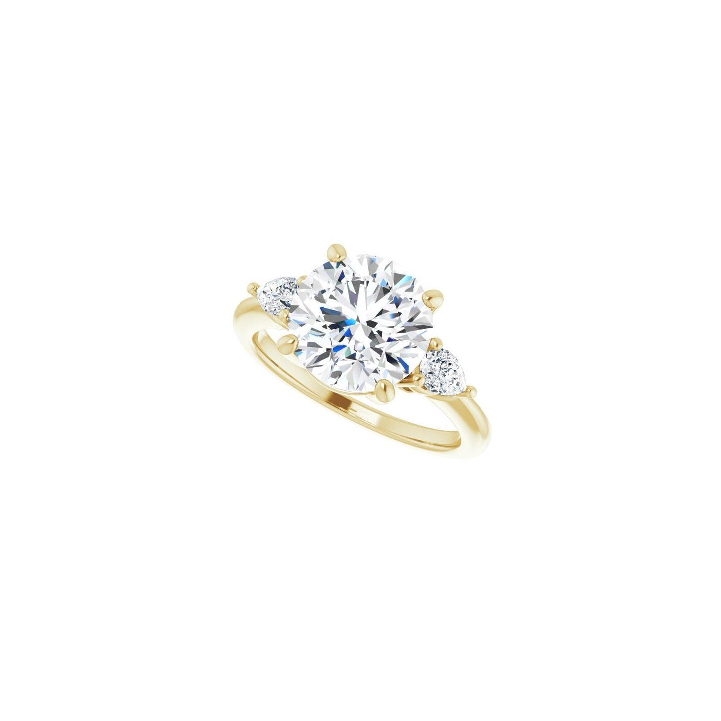 Round Three-Stone Engagement Ring | Metal Type=14K Yellow Gold | Center Stone Size=3 CT | Image 5