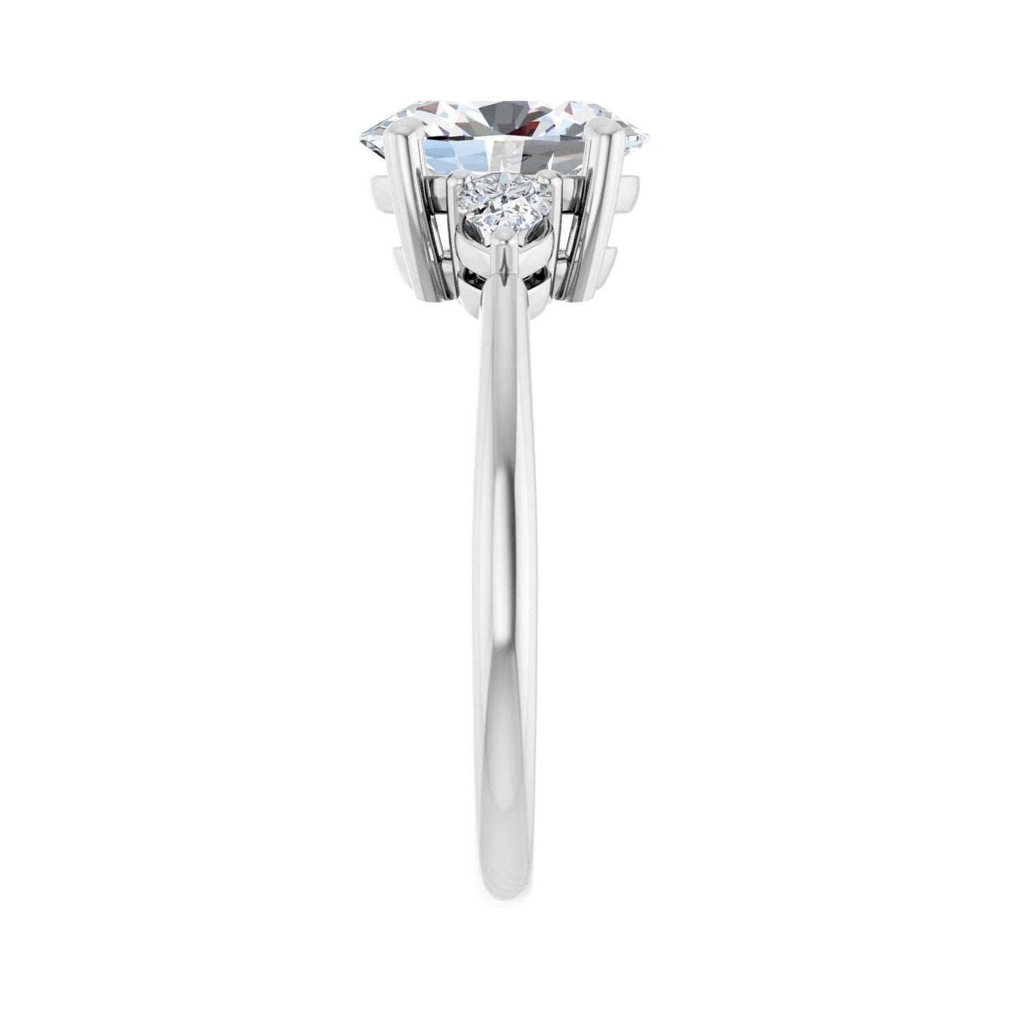Oval Three-Stone Engagement Ring | Metal Type=14K White Gold | Center Stone Size=2 CT | Image 4