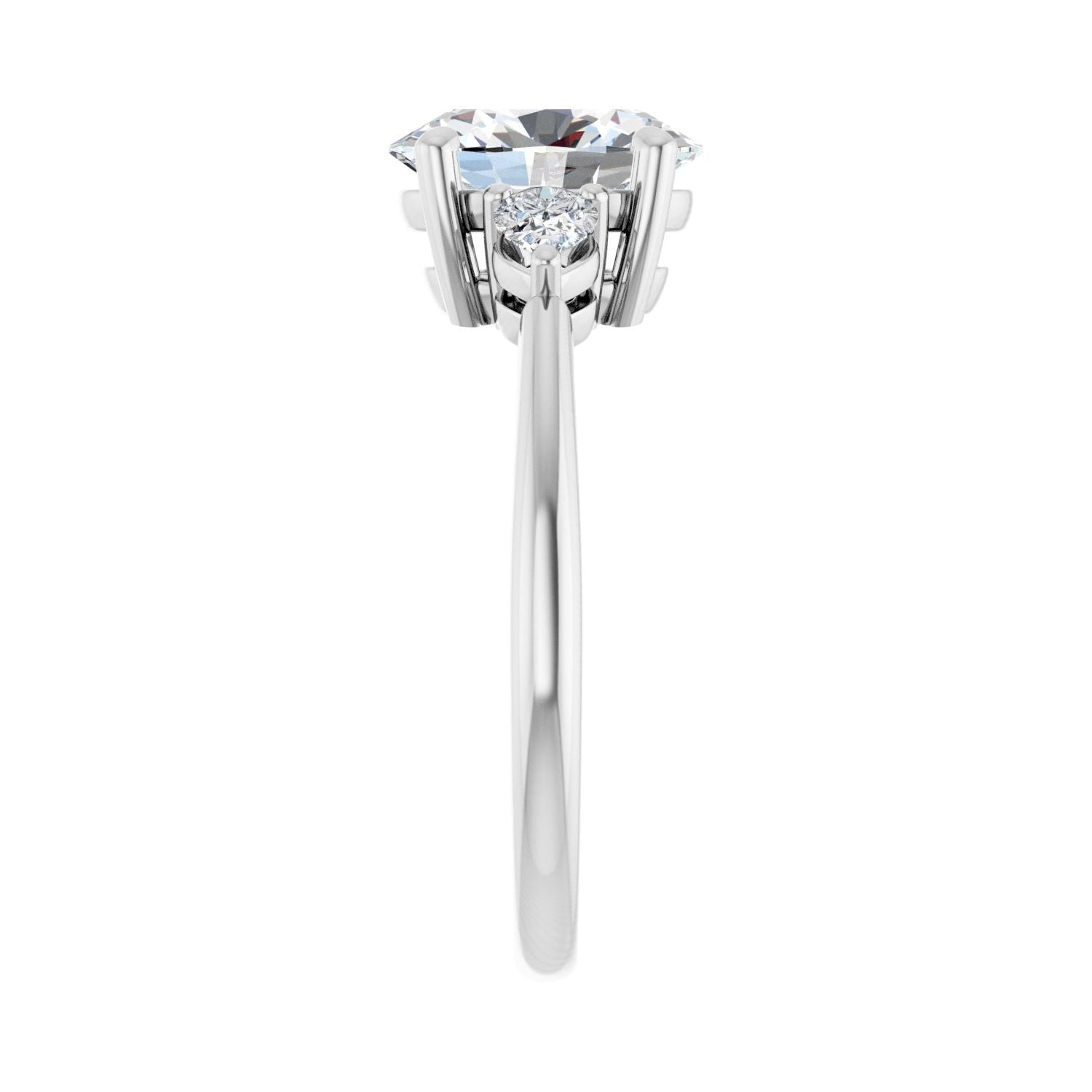 Oval Three-Stone Engagement Ring | Metal Type=14K White Gold | Center Stone Size=2 CT | Image 4