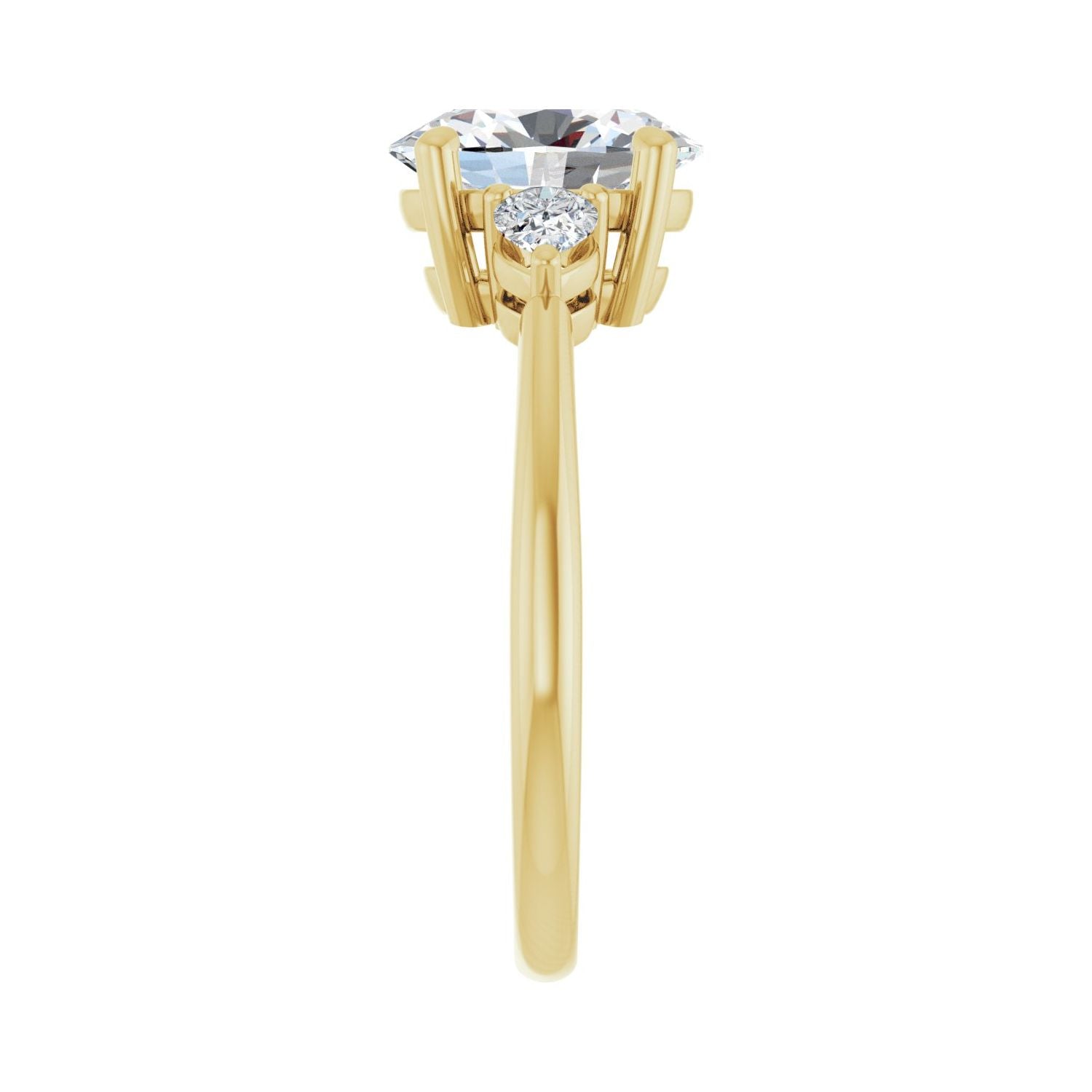 Oval Three-Stone Engagement Ring | Metal Type=14K Yellow Gold | Center Stone Size=2 CT | Image 4