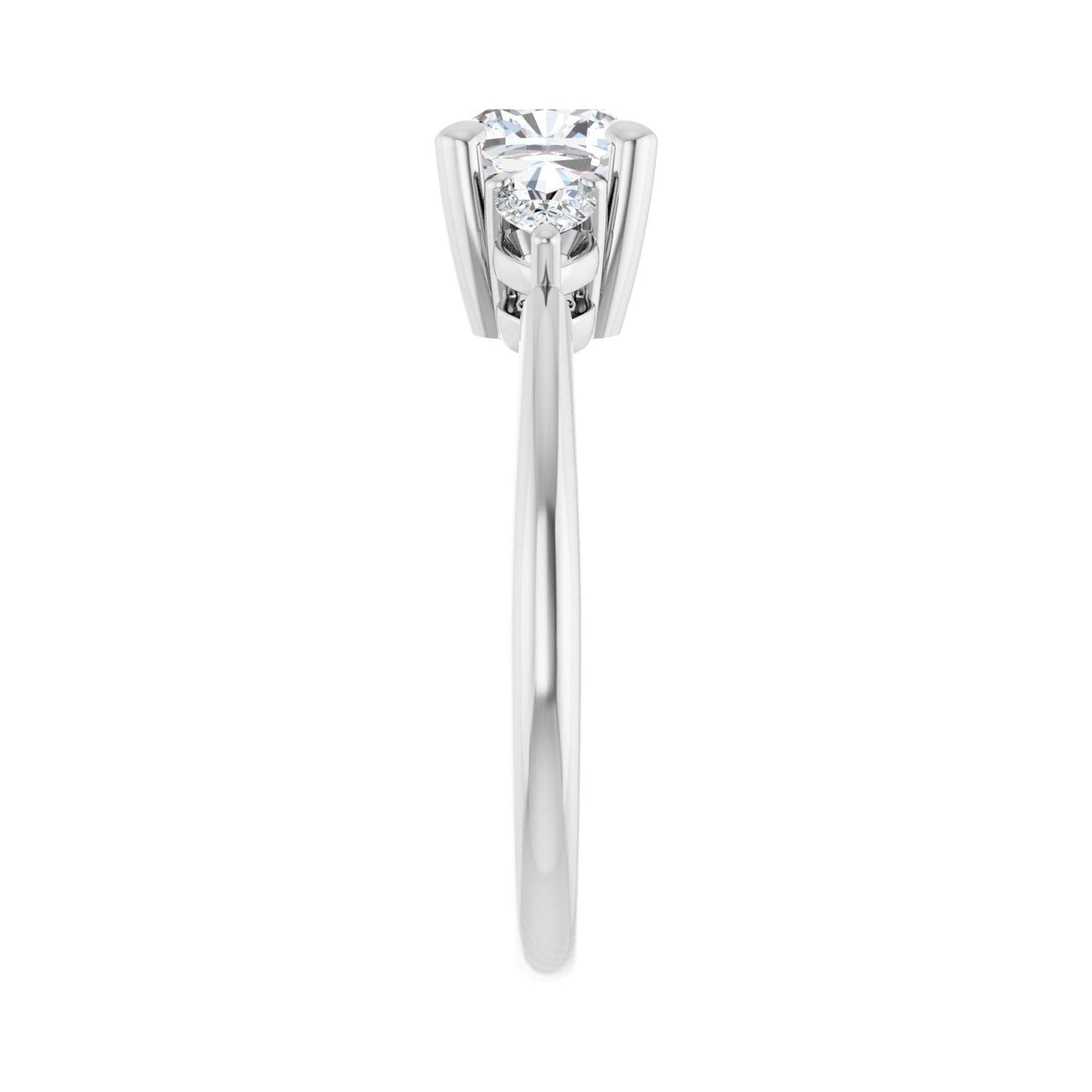 Cushion Three-Stone Engagement Ring | Metal Type=14K White Gold | Center Stone Size=1 CT | Image 4