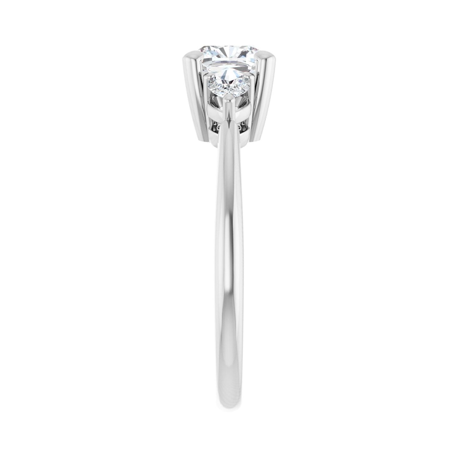 Cushion Three-Stone Engagement Ring | Metal Type=14K White Gold | Center Stone Size=1 CT | Image 4