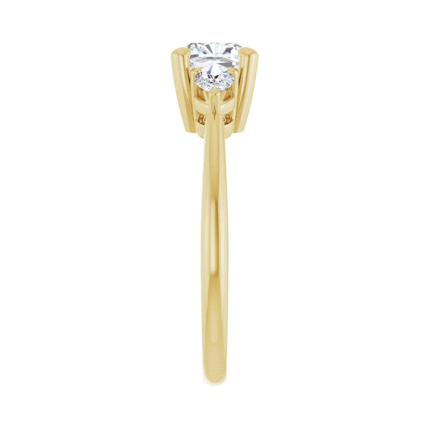 Cushion Three-Stone Engagement Ring | Metal Type=14K Yellow Gold | Center Stone Size=1 CT | Image 4