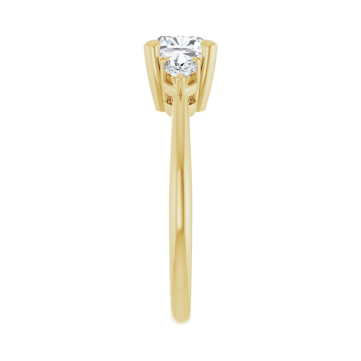 Cushion Three-Stone Engagement Ring | Metal Type=14K Yellow Gold | Center Stone Size=1 CT | Image 4