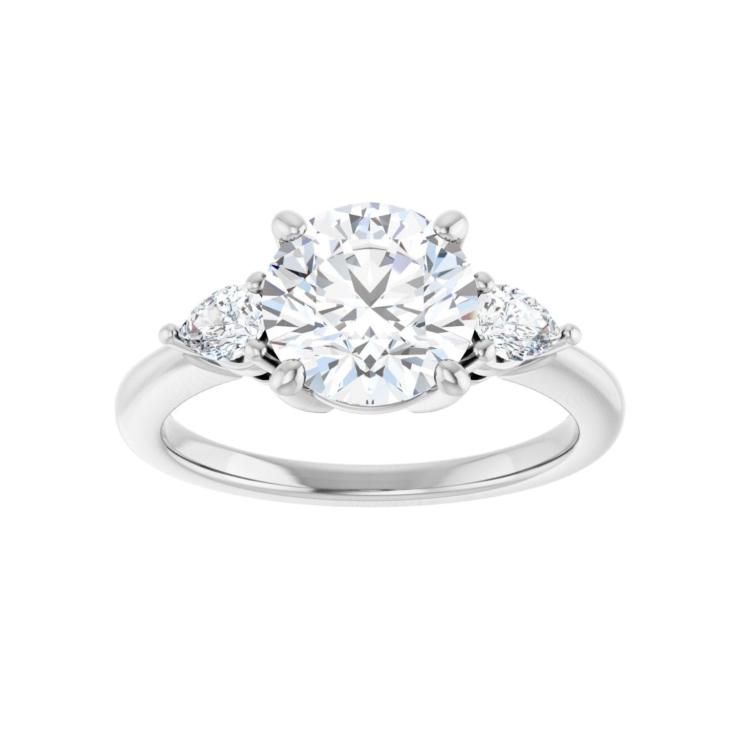 Round Three-Stone Engagement Ring | Metal Type=14K White Gold | Center Stone Size=2 CT | Image 3
