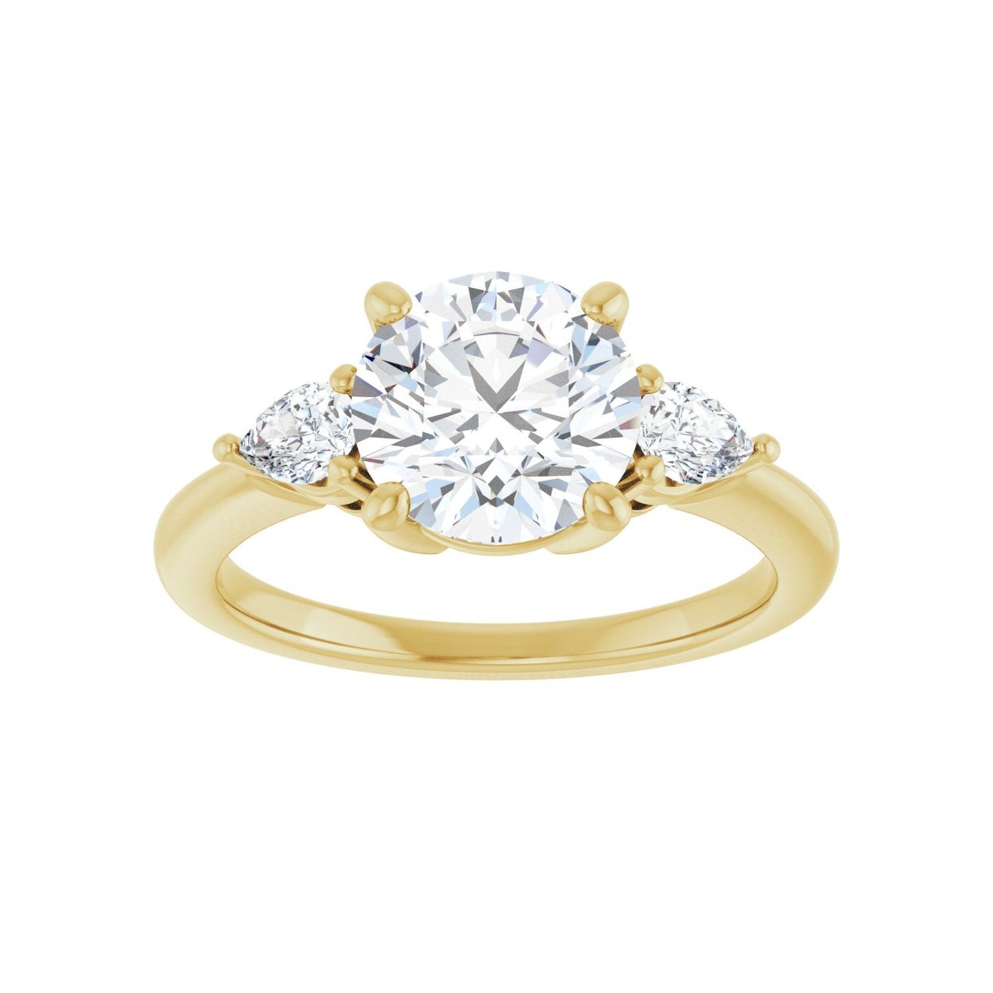 Round Three-Stone Engagement Ring | Metal Type=14K Yellow Gold | Center Stone Size=2 CT | Image 3