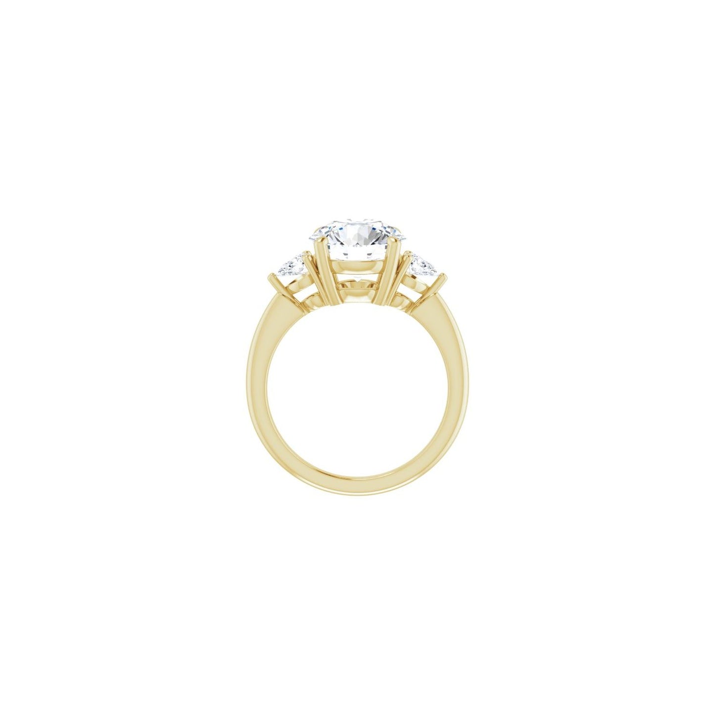 Round Three-Stone Engagement Ring | Metal Type=14K Yellow Gold | Center Stone Size=3 CT | Image 2