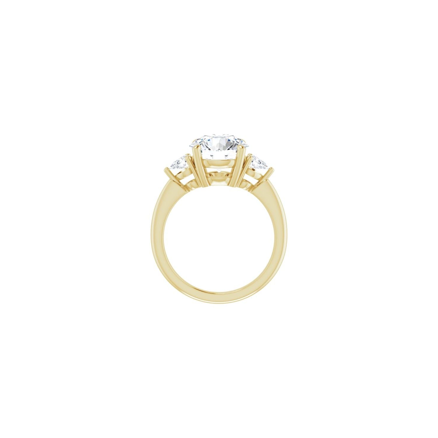 Round Three-Stone Engagement Ring | Metal Type=14K Yellow Gold | Center Stone Size=3 CT | Image 2