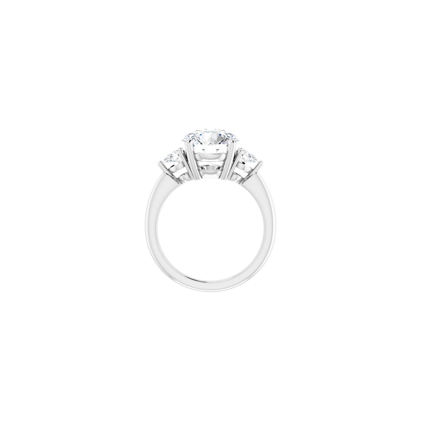 Round Three-Stone Engagement Ring | Metal Type=14K White Gold | Center Stone Size=3 CT | Image 2