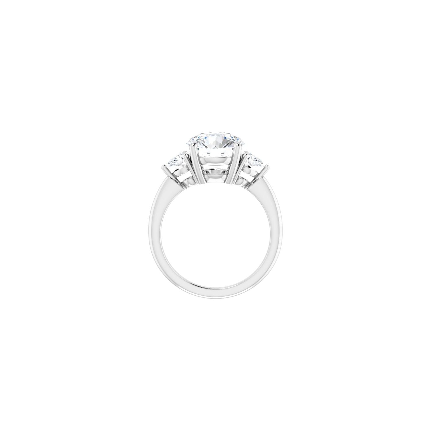 Round Three-Stone Engagement Ring | Metal Type=14K White Gold | Center Stone Size=3 CT | Image 2
