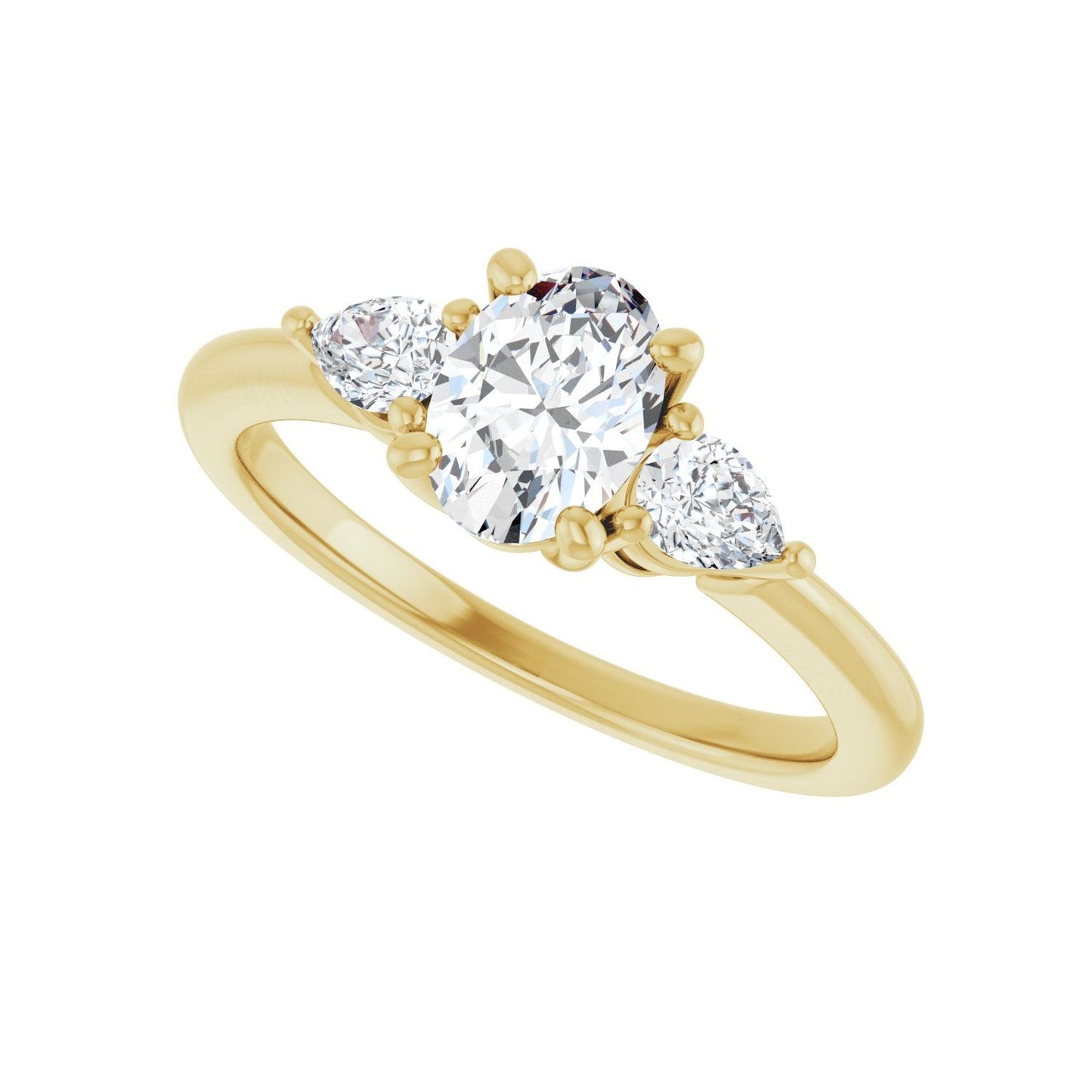 Oval Three-Stone Engagement Ring | Metal Type=14K Yellow Gold | Center Stone Size=1 CT | Image 5