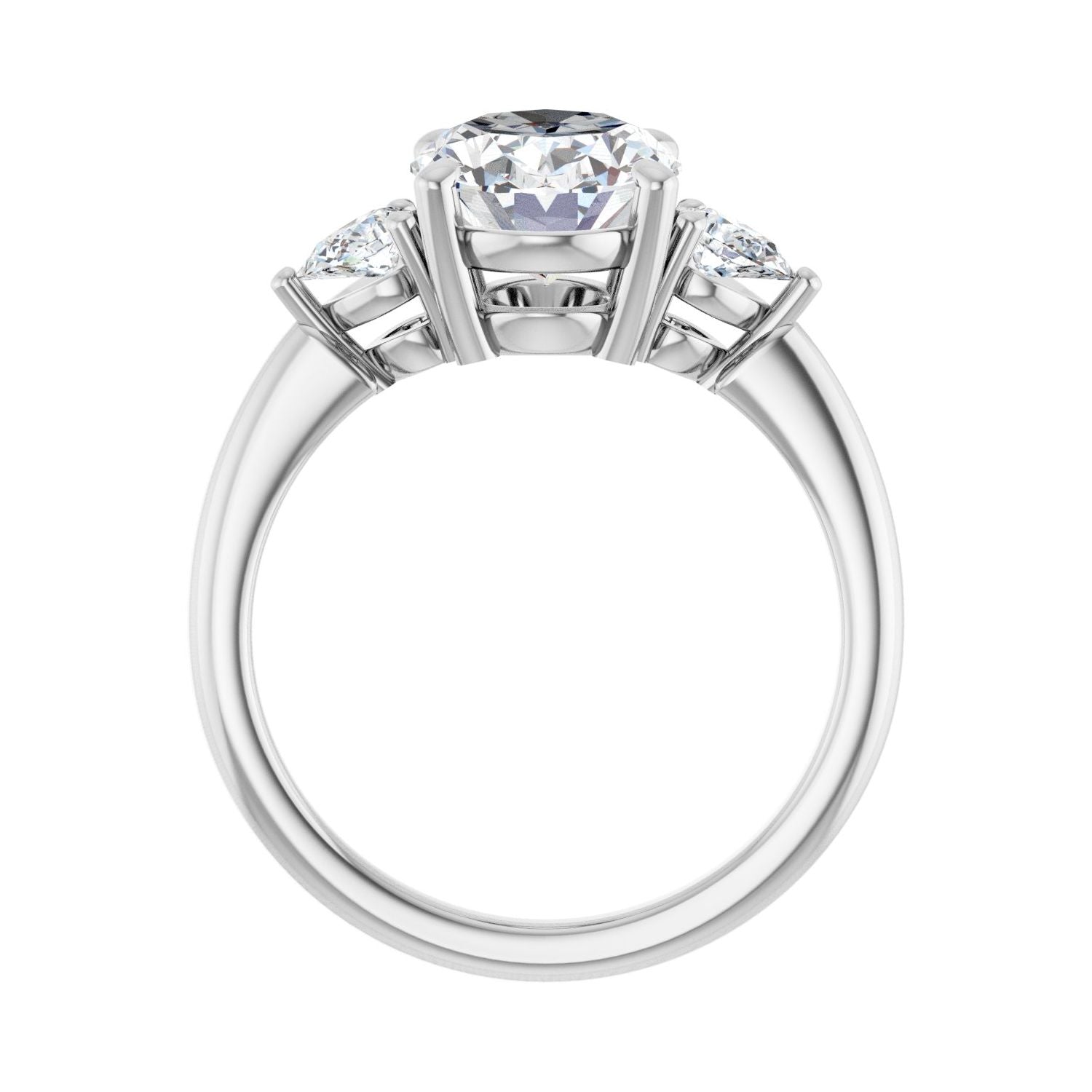 Oval Three-Stone Engagement Ring | Metal Type=14K White Gold | Center Stone Size=2.5 CT | Image 2