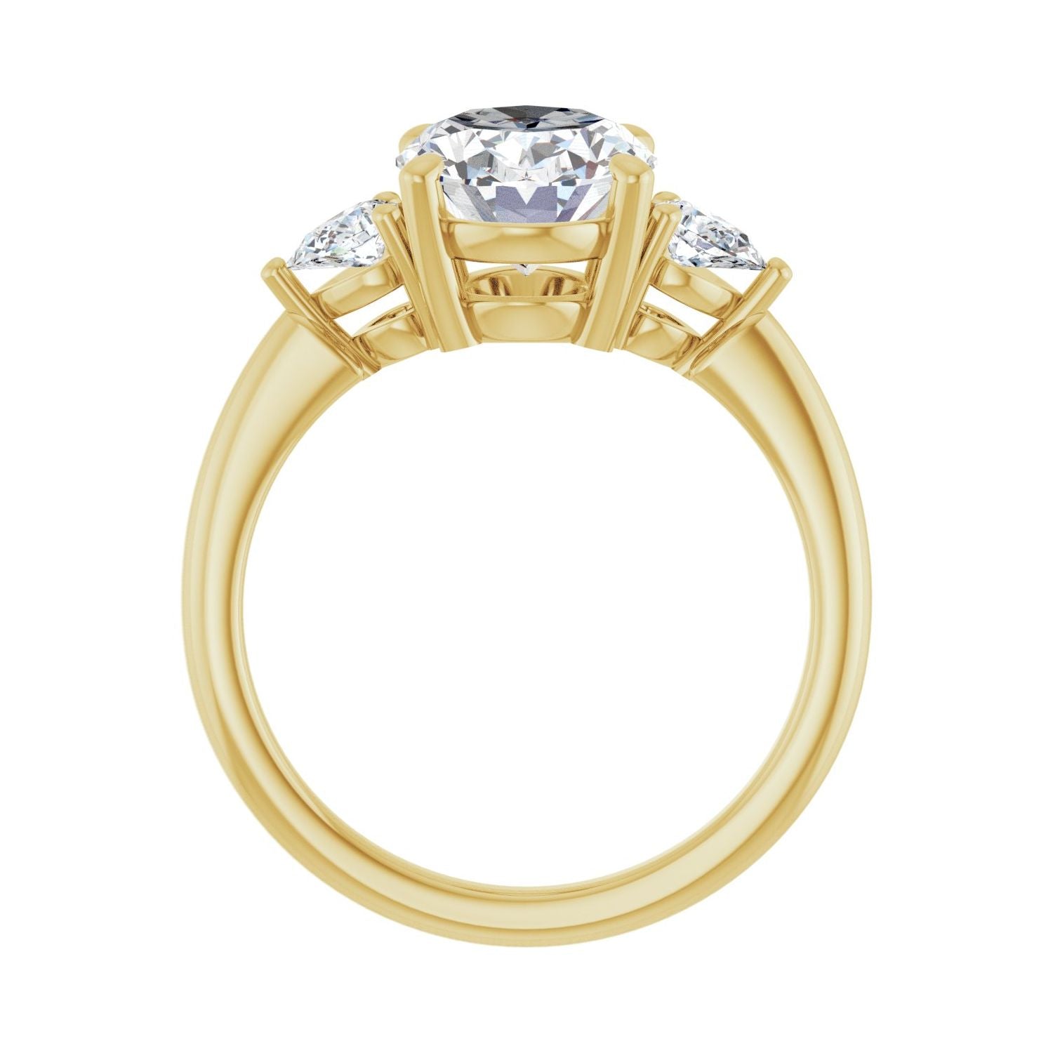 Oval Three-Stone Engagement Ring | Metal Type=14K Yellow Gold | Center Stone Size=2.5 CT | Image 2