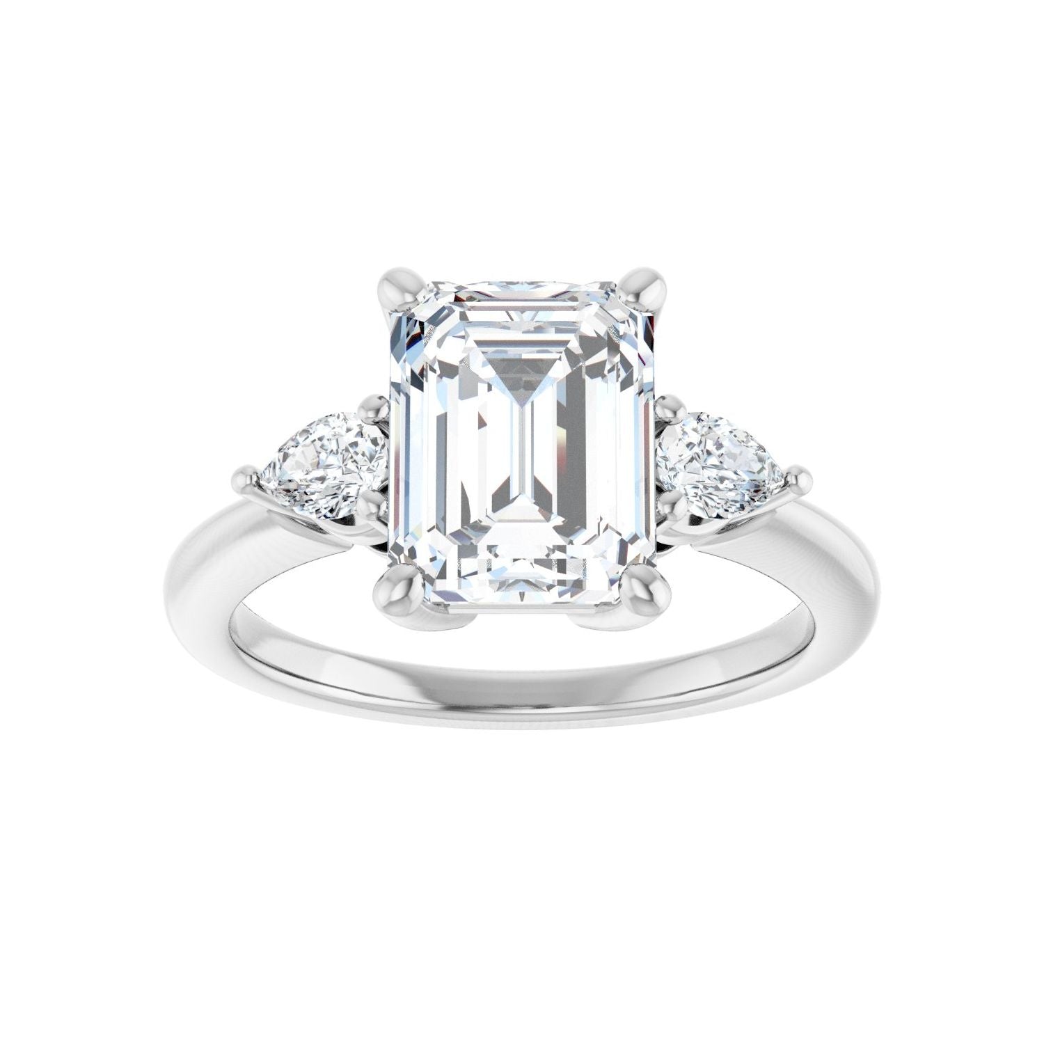 Emerald Three-Stone Engagement Ring | Metal Type=14K White Gold | Center Stone Size=2.5 CT | Image 3