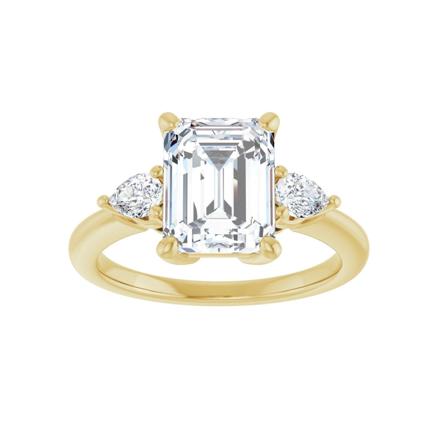 Emerald Three-Stone Engagement Ring | Metal Type=14K Yellow Gold | Center Stone Size=2.5 CT | Image 3