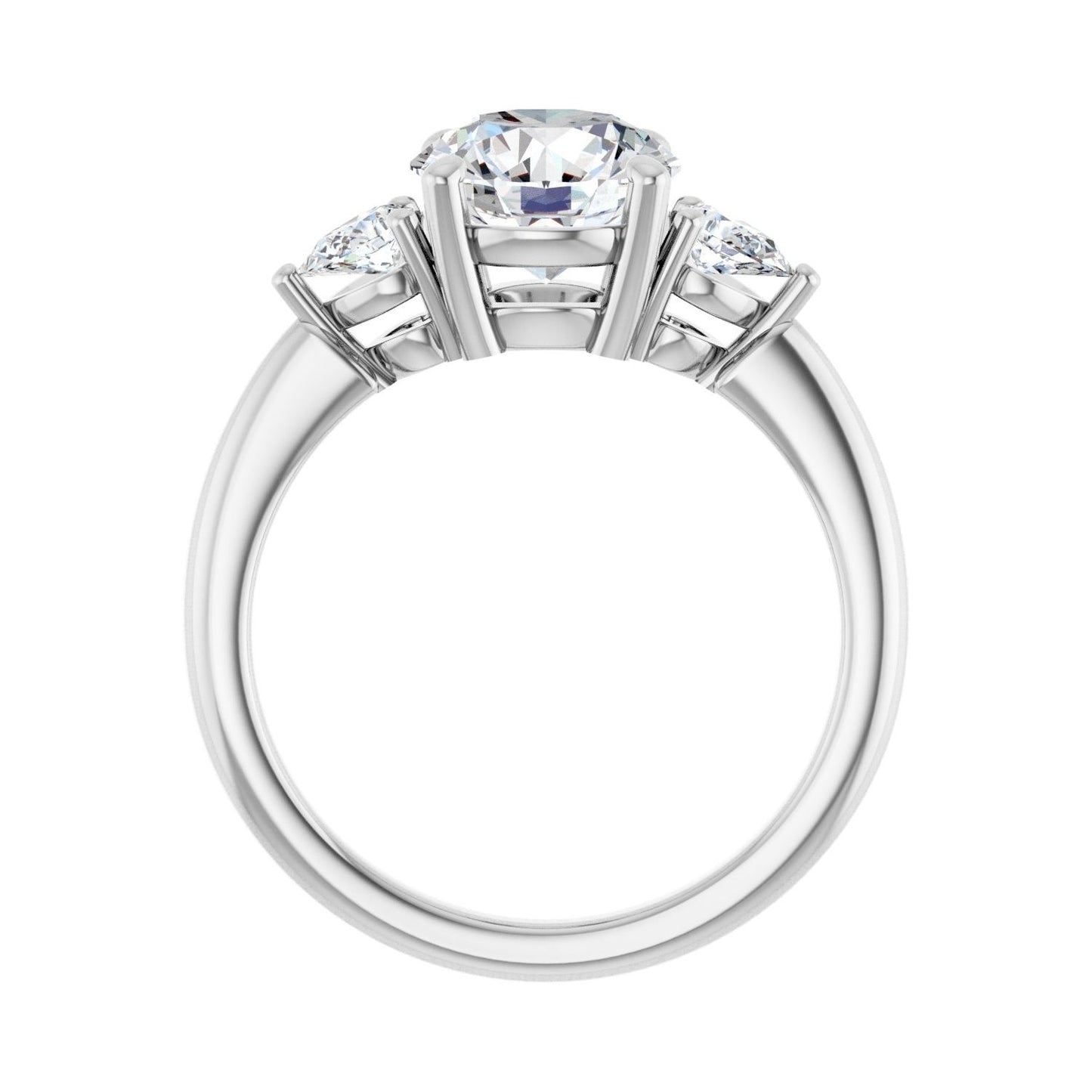 Round Three-Stone Engagement Ring | Metal Type=14K White Gold | Center Stone Size=2 CT | Image 2